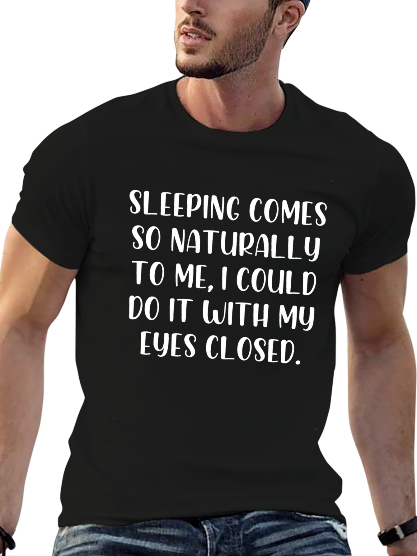 Funny Sleeping T-Shirt - Mens Black Sleep Tee