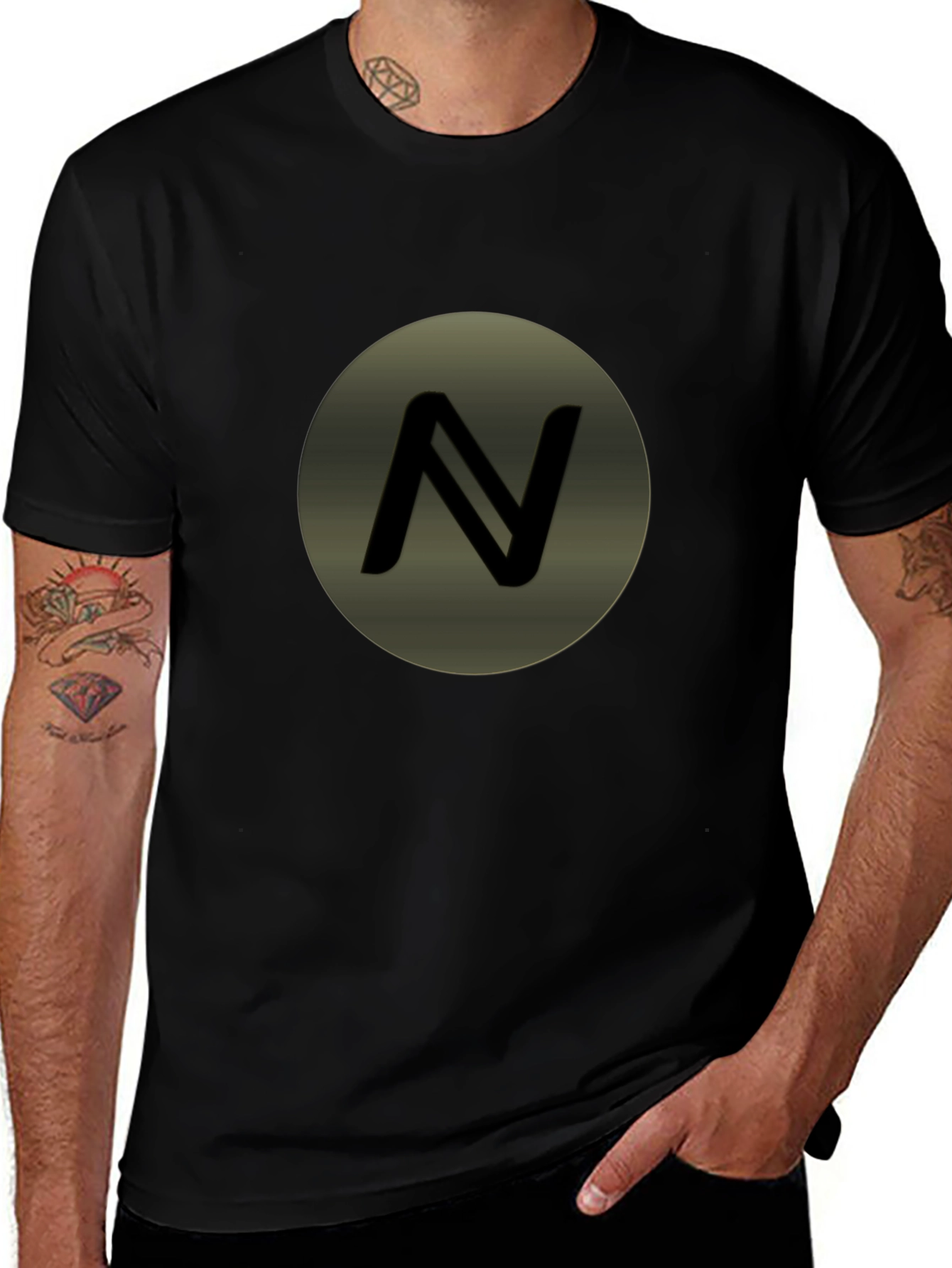 Mens Black T-Shirt with Circle N Logo