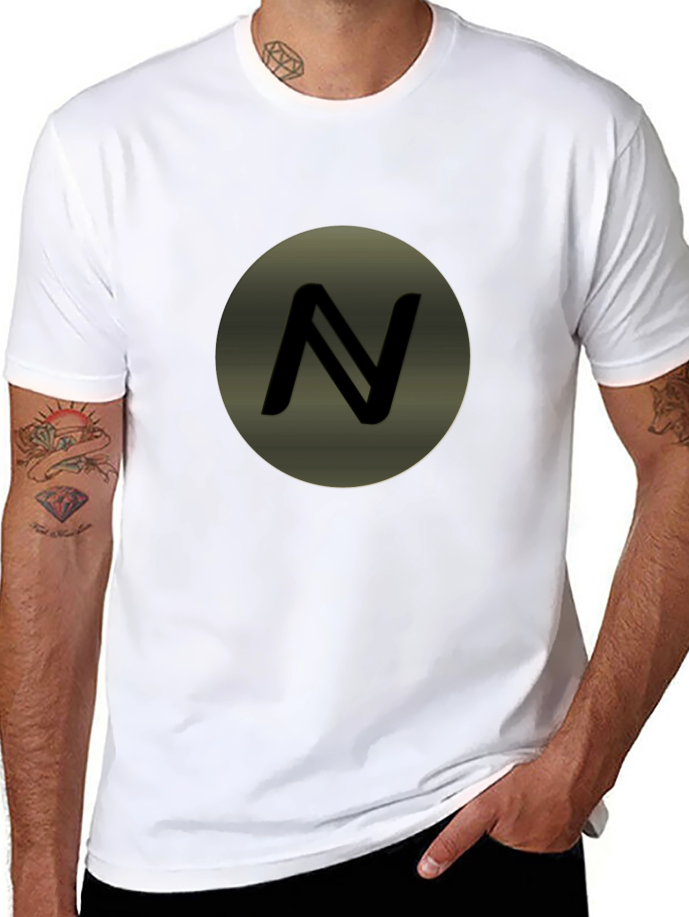 Mens Black T-Shirt with Circle N Logo