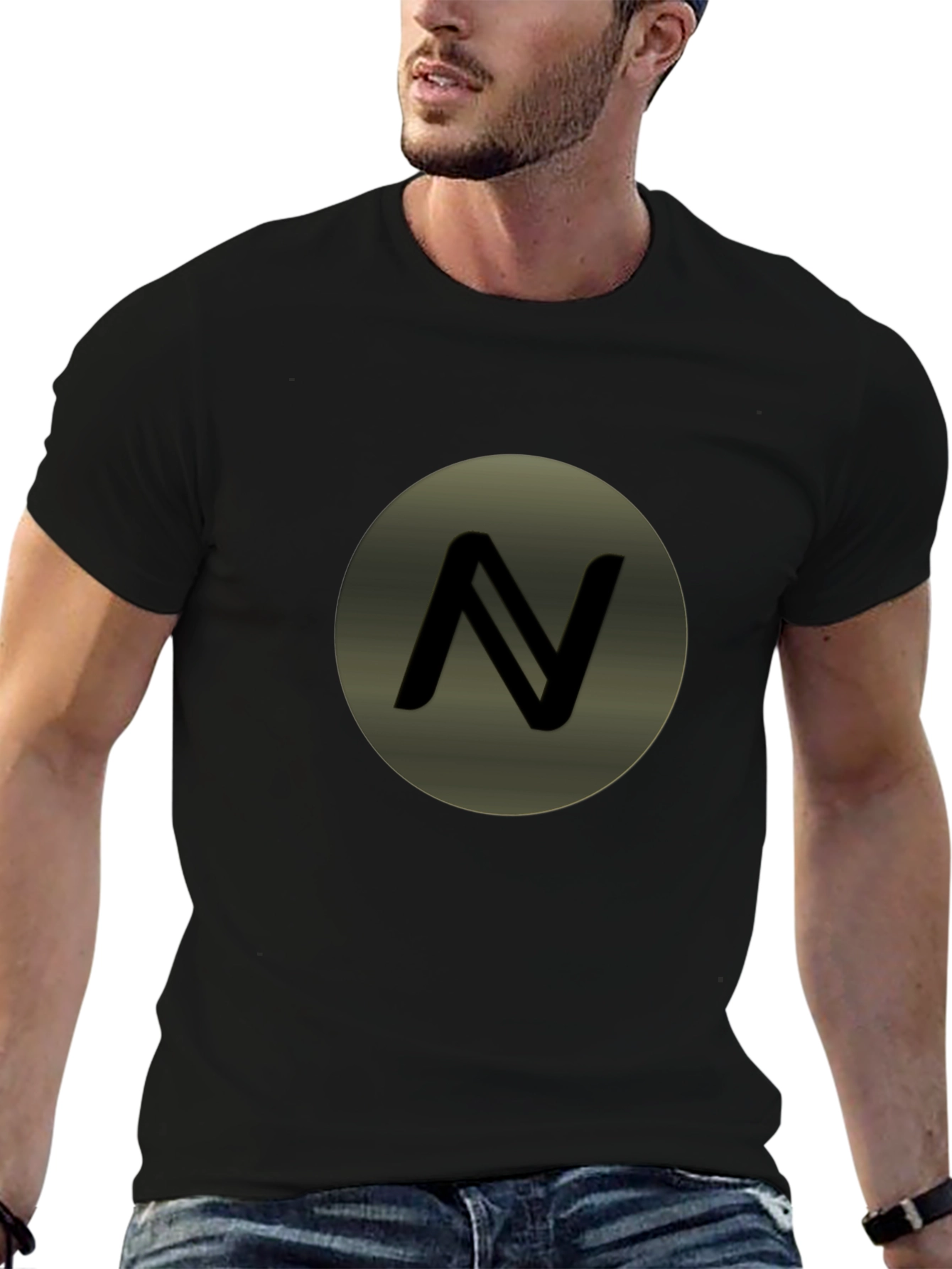 Mens Black T-Shirt with Circle N Logo