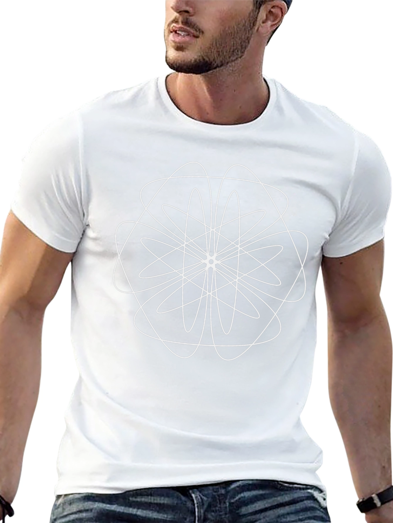 Geometric Atom Design Black T-Shirt
