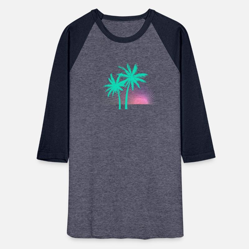 Teal Palm trees in a pink sunset