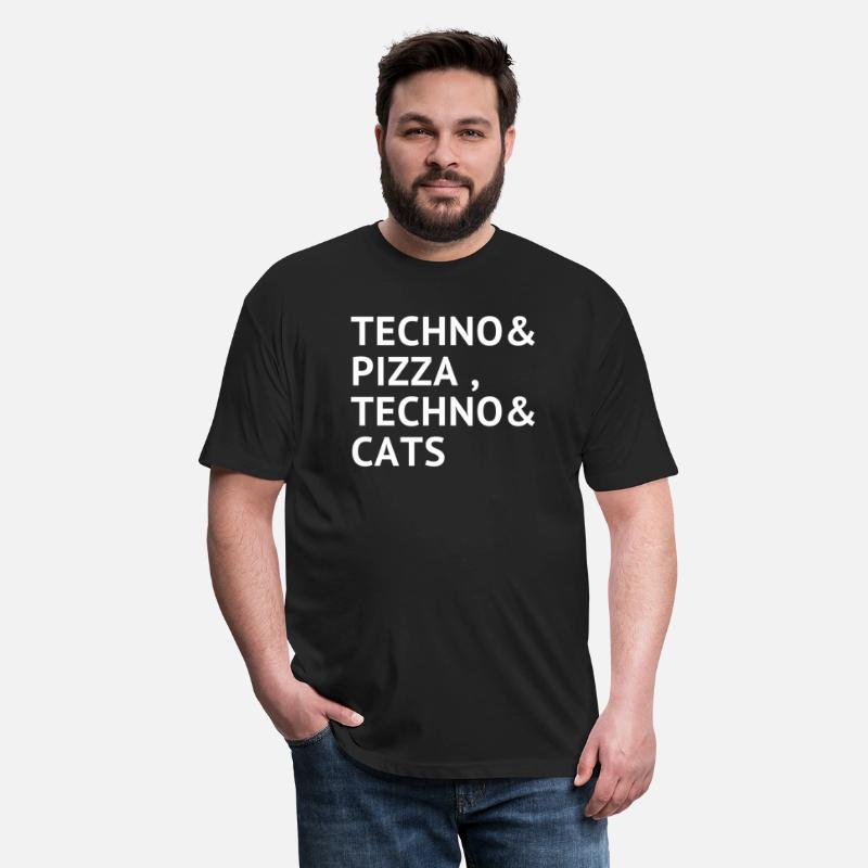 techno pizza techno and cats new t-shirt raver