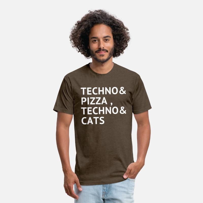techno pizza techno and cats new t-shirt raver