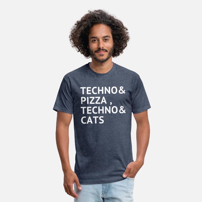 techno pizza techno and cats new t-shirt raver