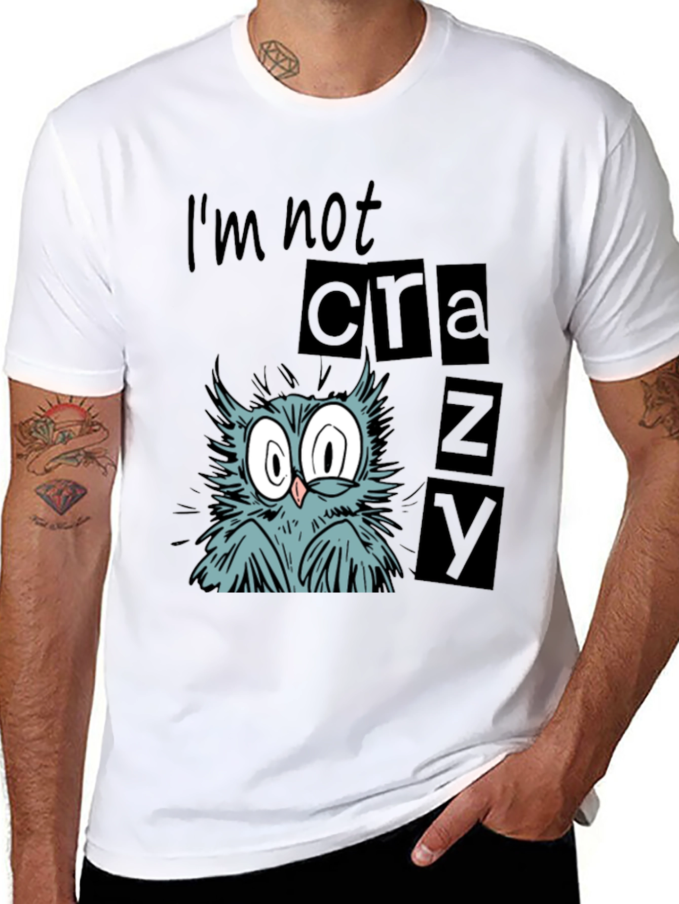 Funny Owl Graphic Tee - Im Not Crazy T-Shirt