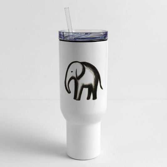 The Gentle Weight – Minimalist Elephant Ink Art