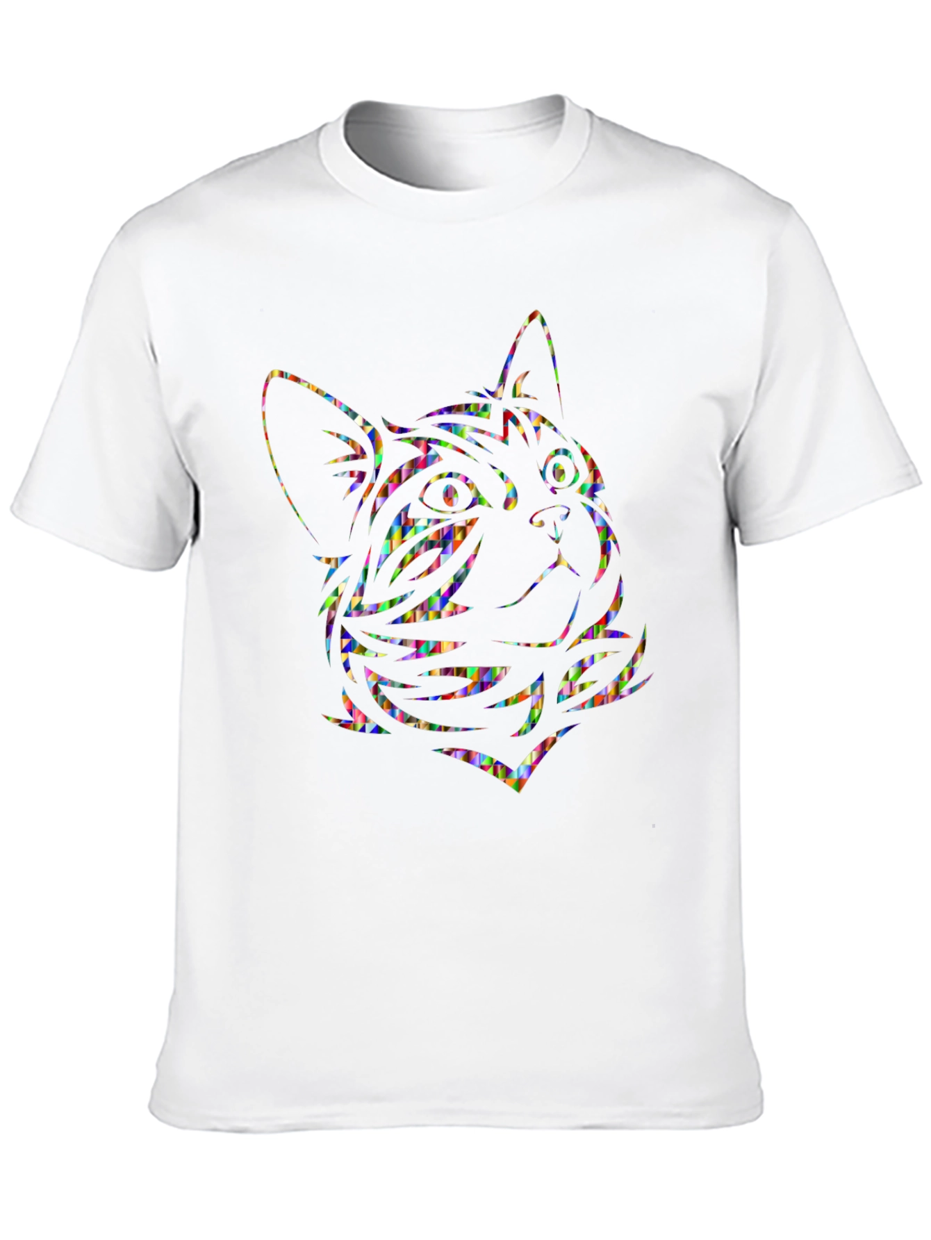 Abstract Cat Graphic Tee - Black Cotton Comfort
