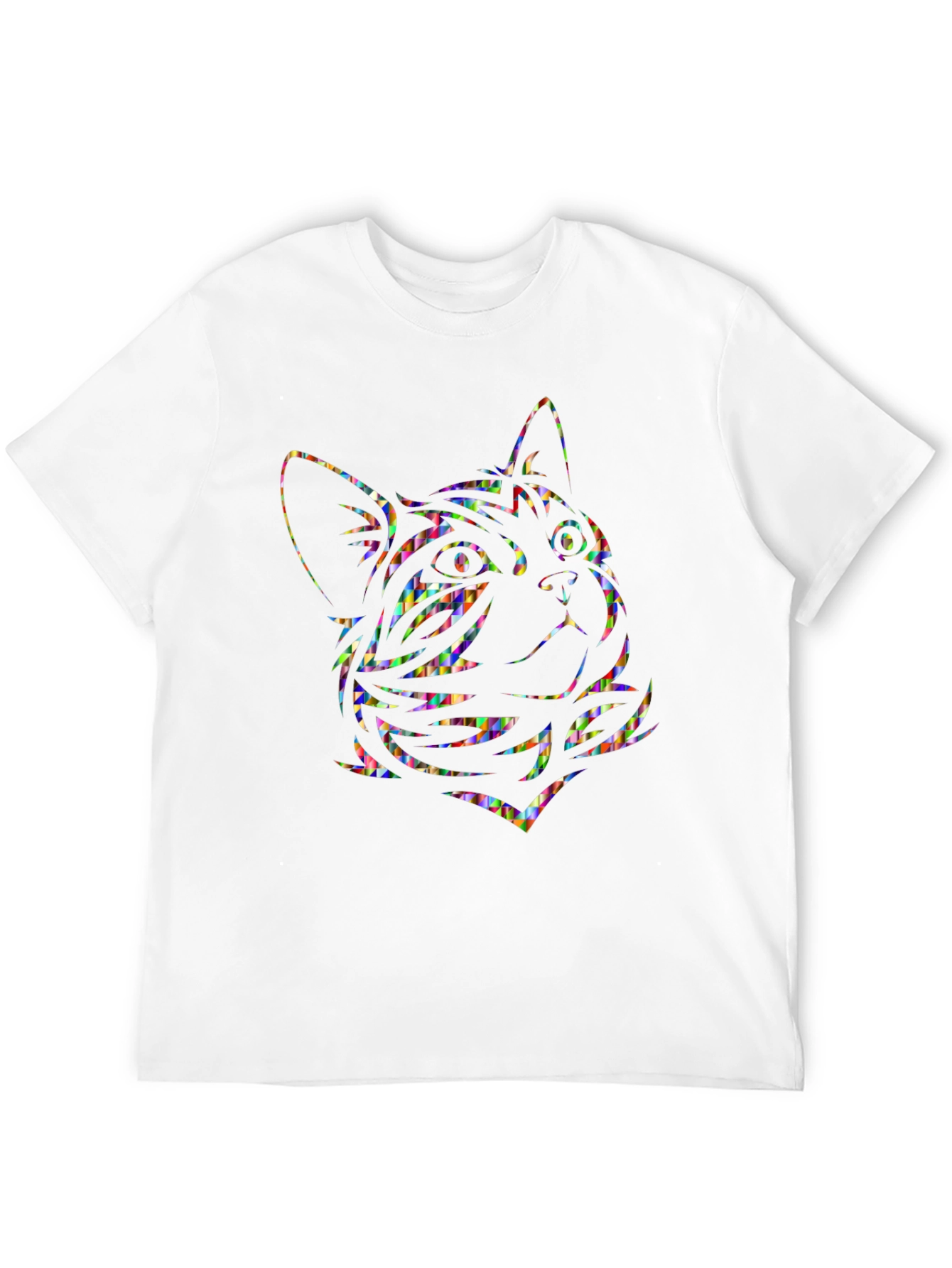 Abstract Cat Graphic Tee - Black Cotton Comfort