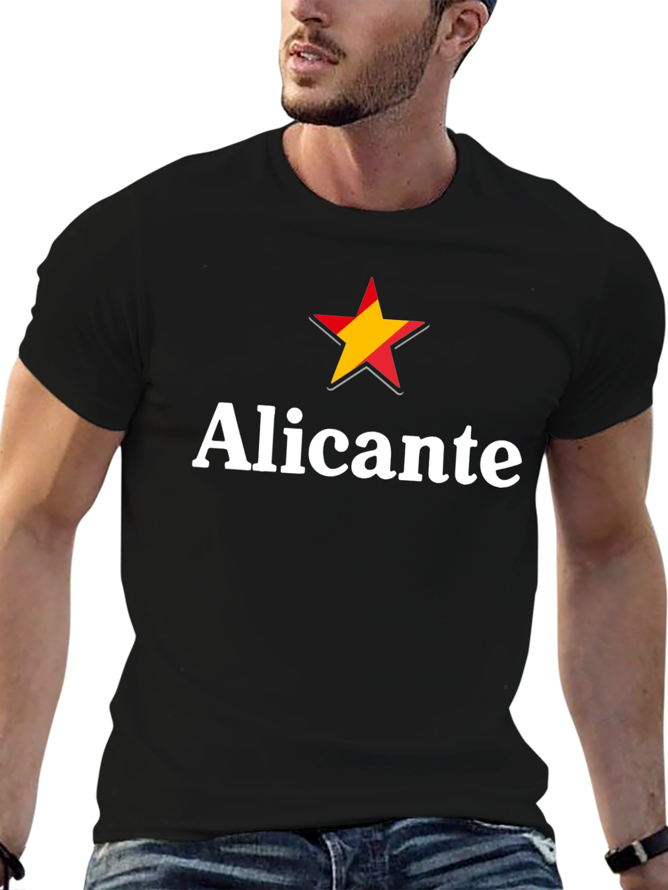 Alicante Star Graphic T-Shirt - Black Cotton Tee