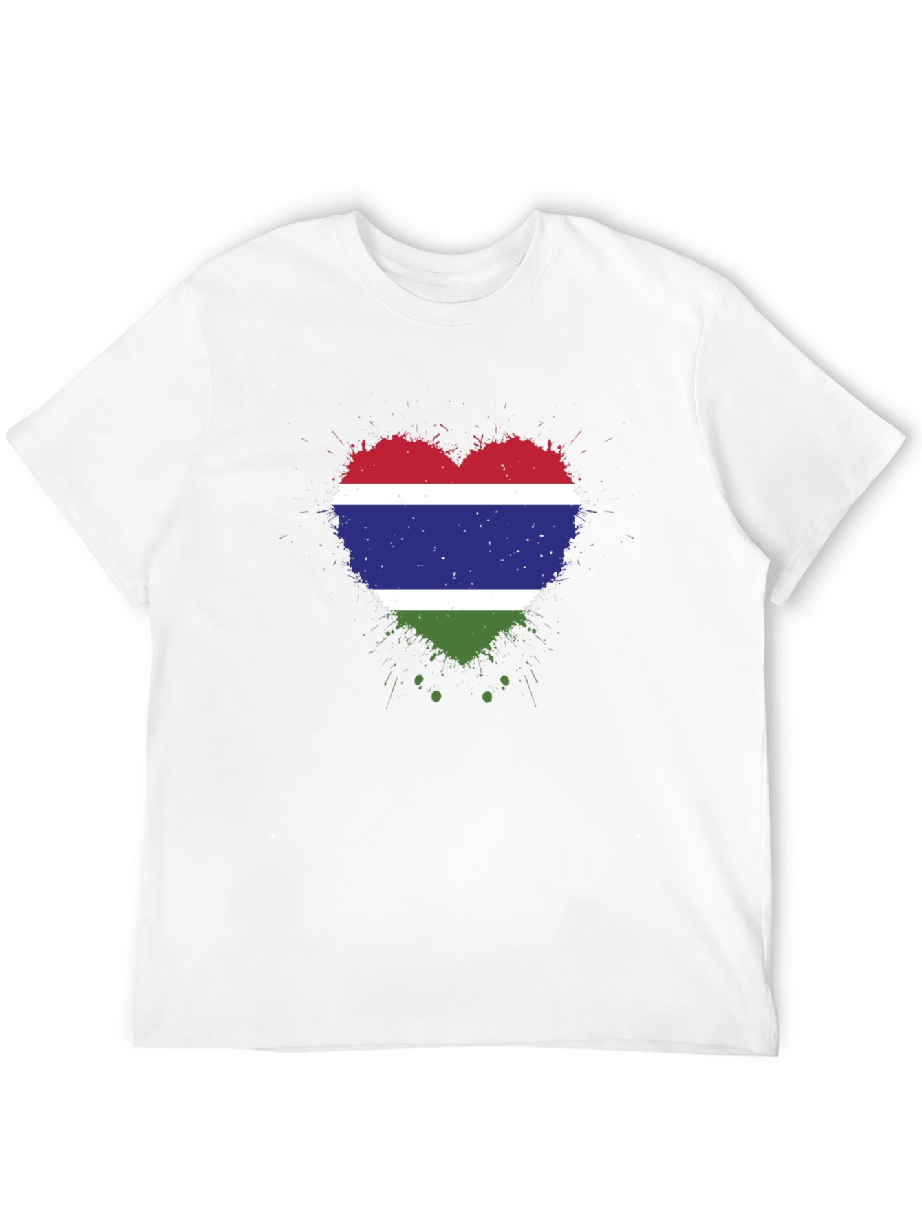Gambia Flag Heart T-Shirt - Black