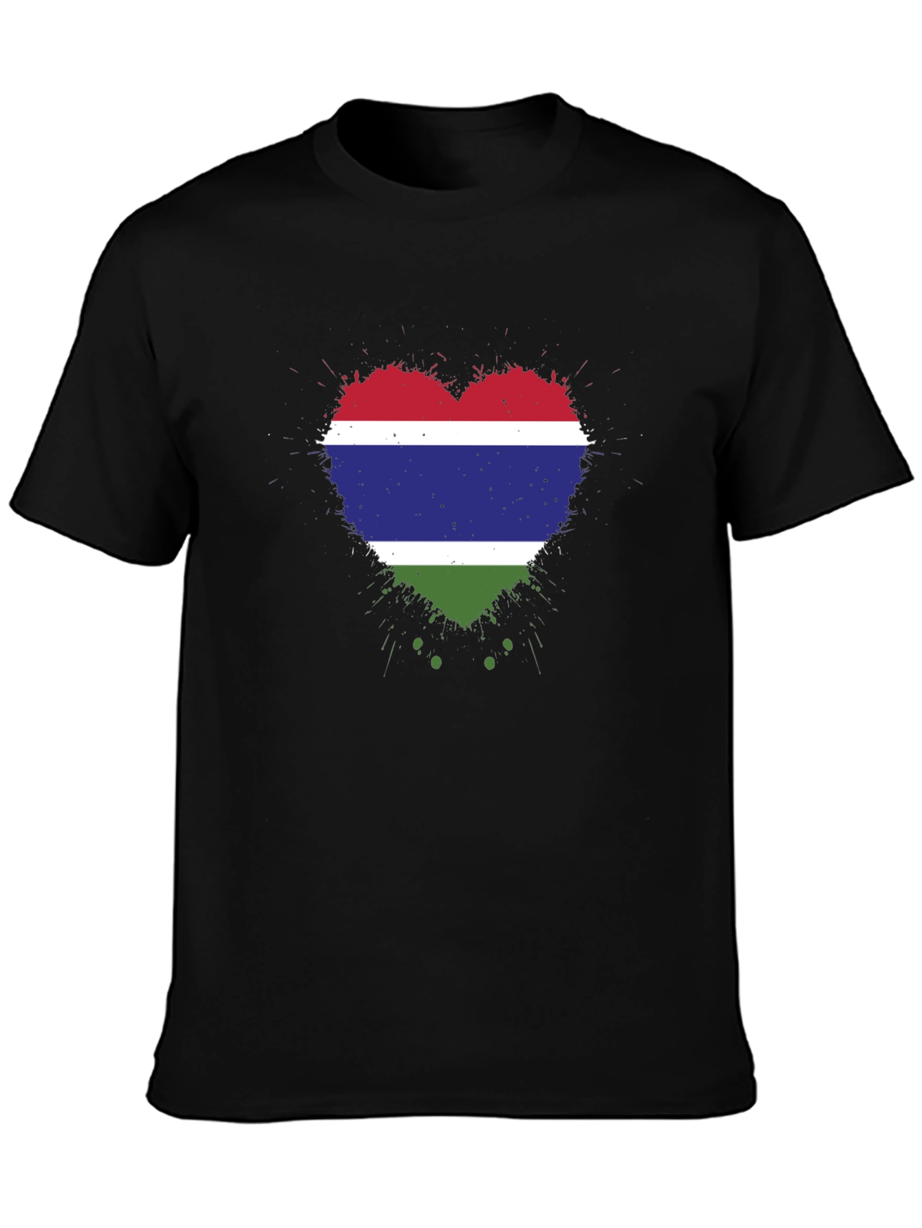 Gambia Flag Heart T-Shirt - Black