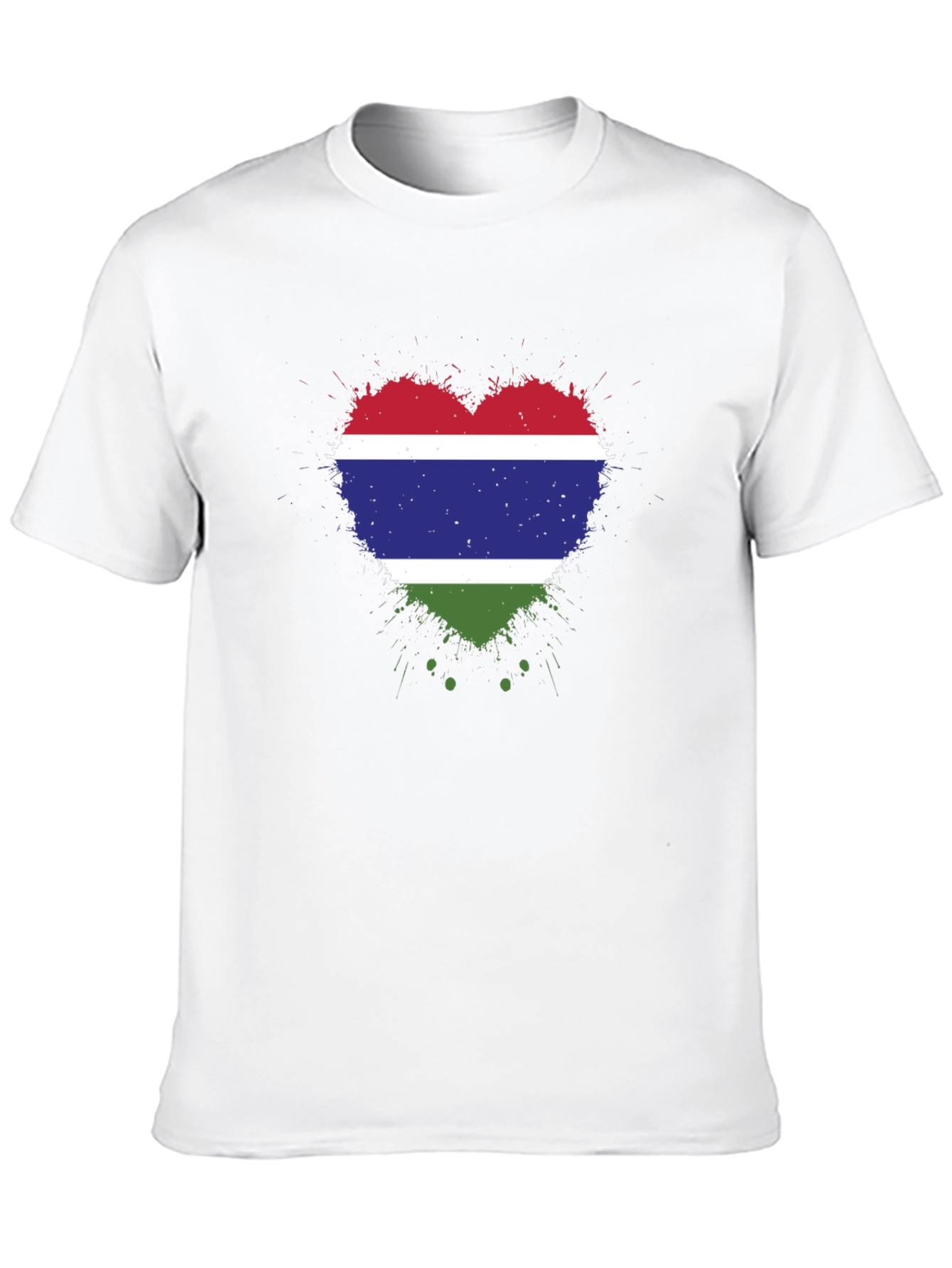 Gambia Flag Heart T-Shirt - Black