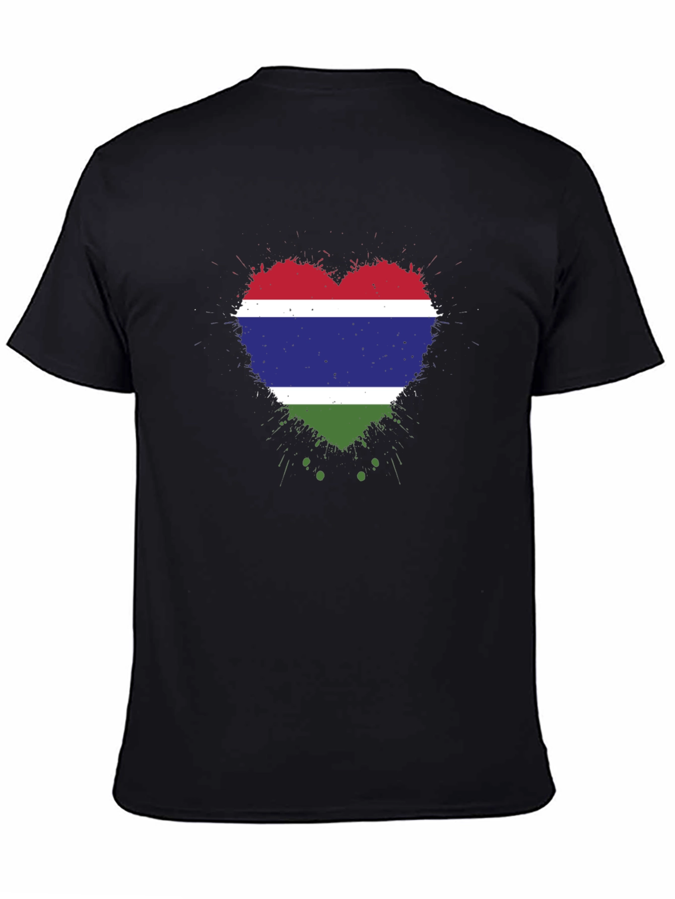 Gambia Flag Heart T-Shirt - Black