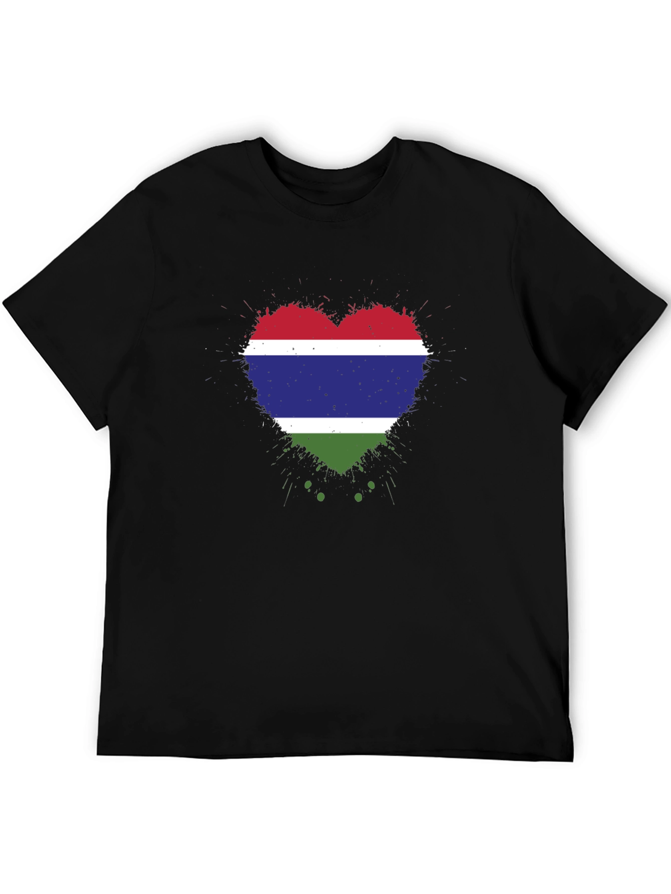 Gambia Flag Heart T-Shirt - Black