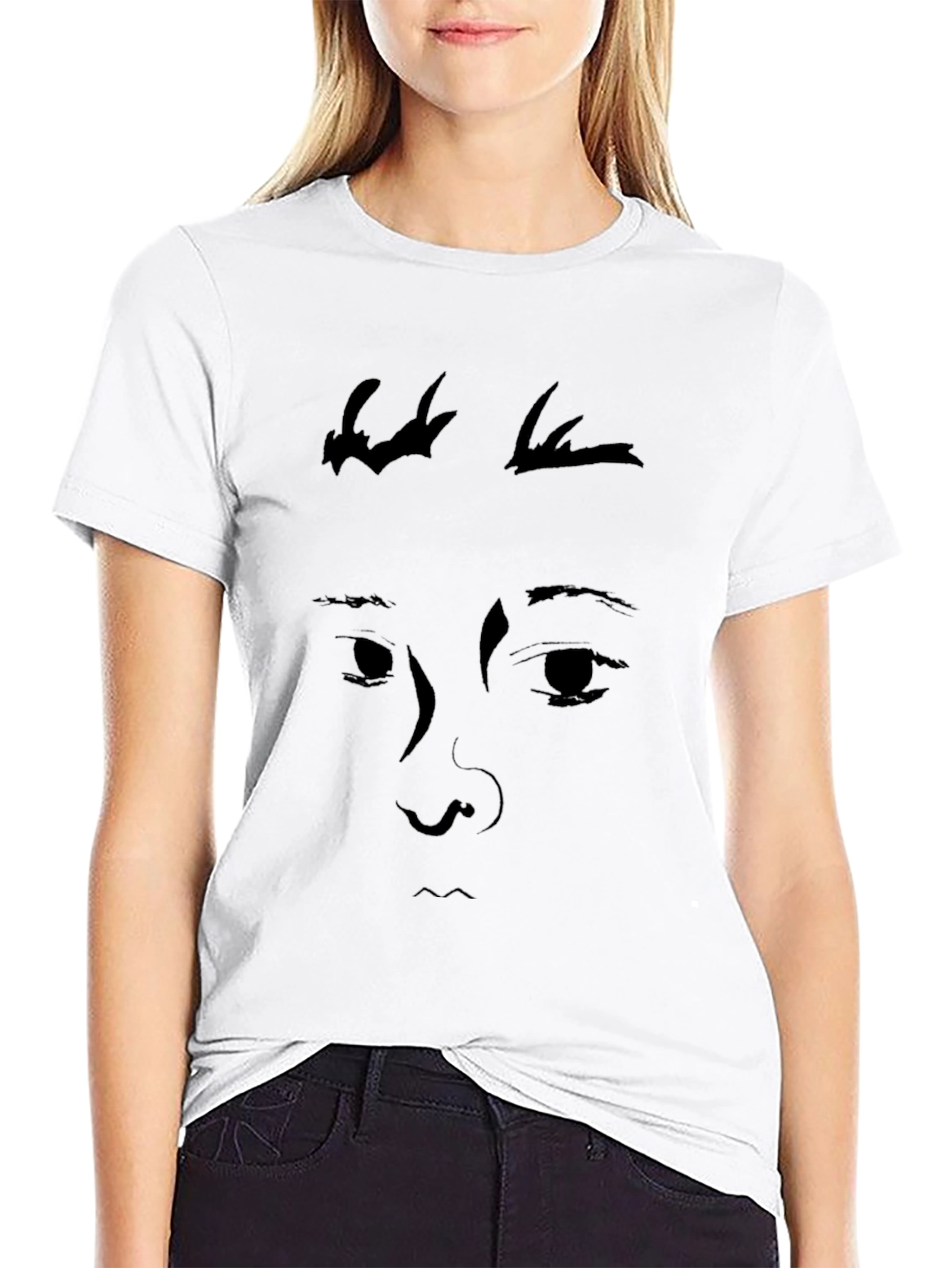 Abstract Face Graphic Black Tee