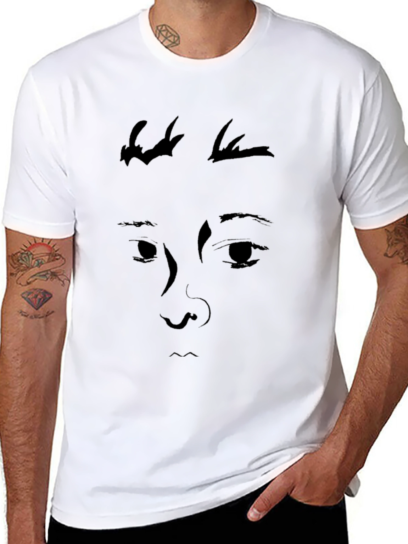 Abstract Face Graphic Black Tee
