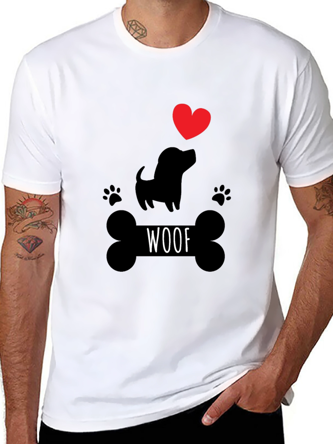 Woof Dog Lover T-Shirt – Cute Paw Print Graphic Tee Gift