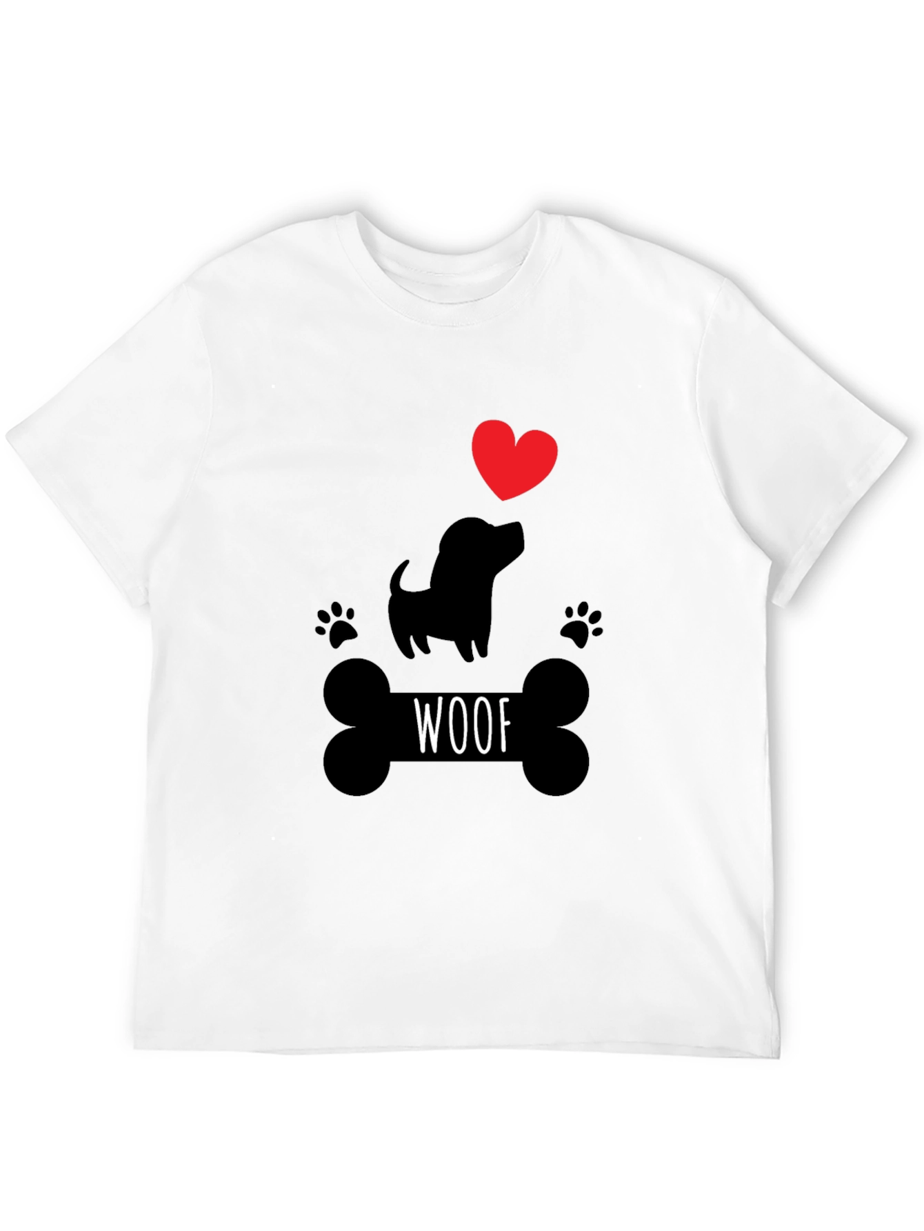 Woof Dog Lover T-Shirt – Cute Paw Print Graphic Tee Gift