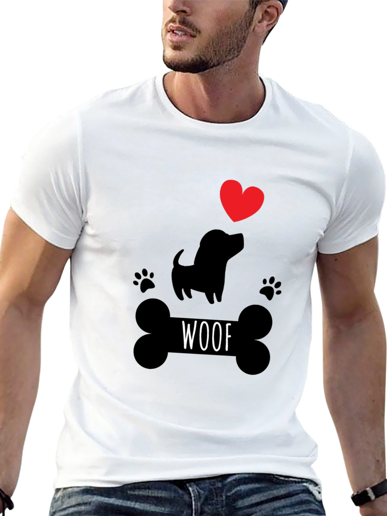 Woof Dog Lover T-Shirt – Cute Paw Print Graphic Tee Gift