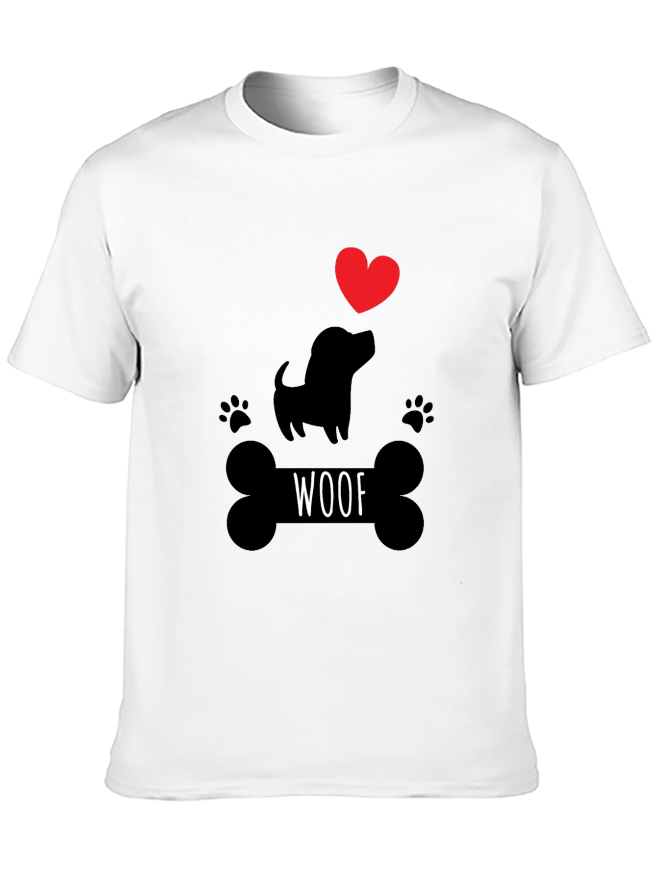 Woof Dog Lover T-Shirt – Cute Paw Print Graphic Tee Gift