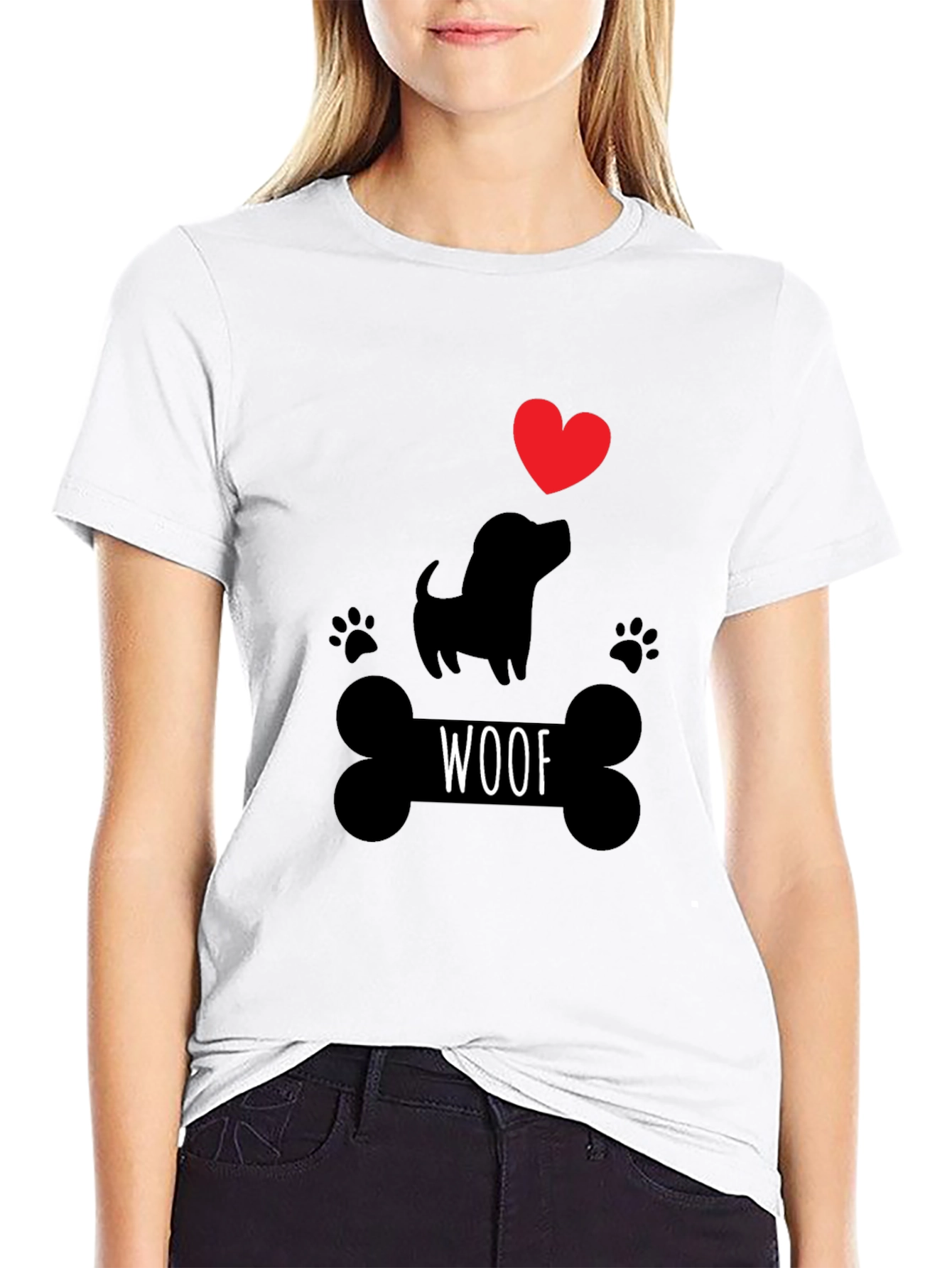 Woof Dog Lover T-Shirt – Cute Paw Print Graphic Tee Gift