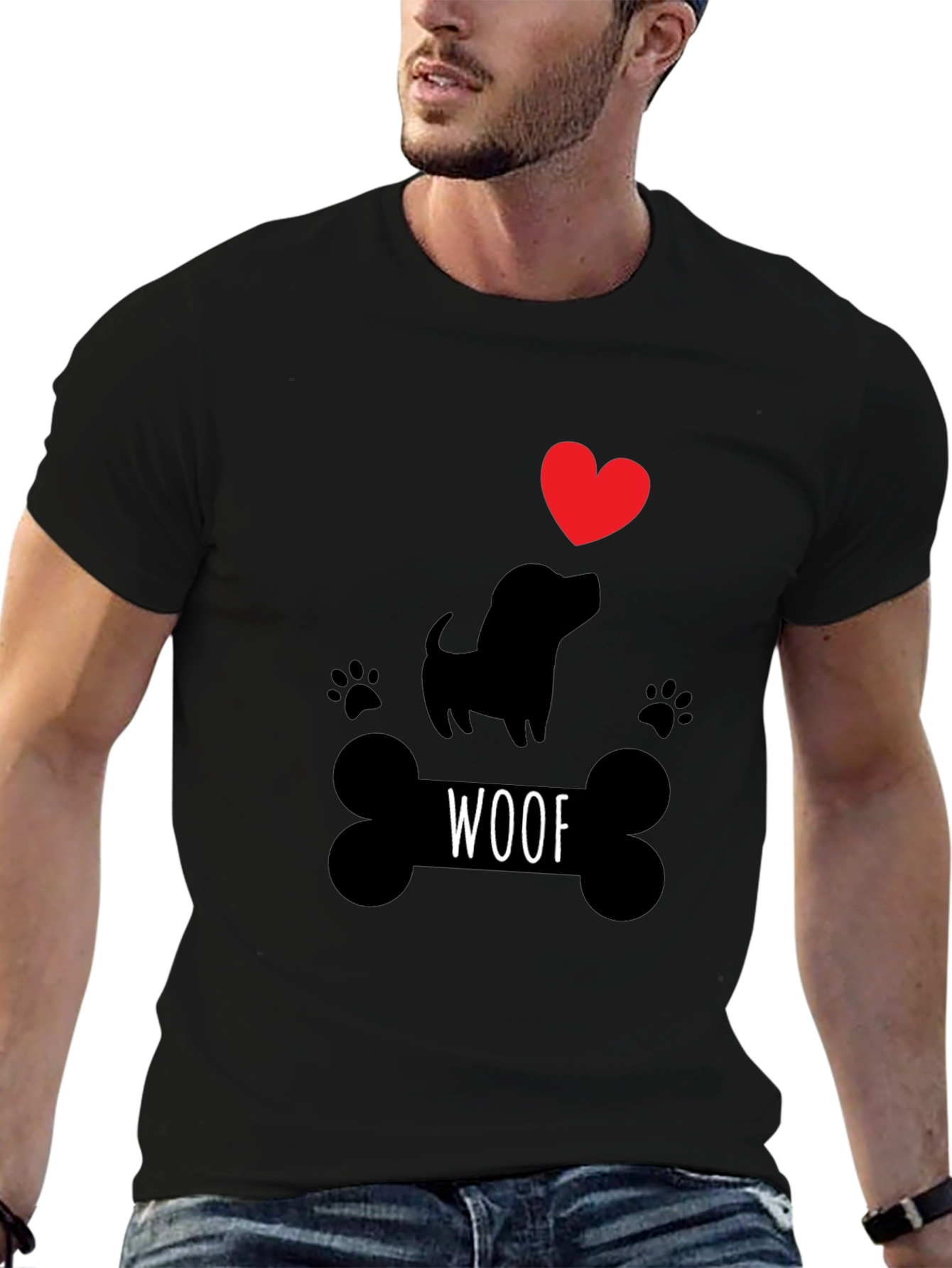 Woof Dog Lover T-Shirt – Cute Paw Print Graphic Tee Gift