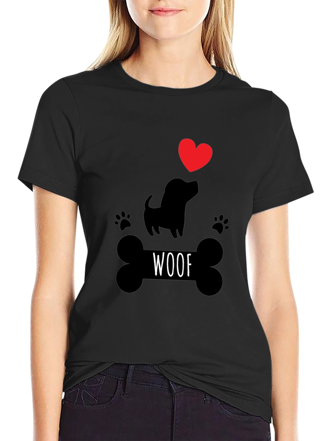 Woof Dog Lover T-Shirt – Cute Paw Print Graphic Tee Gift