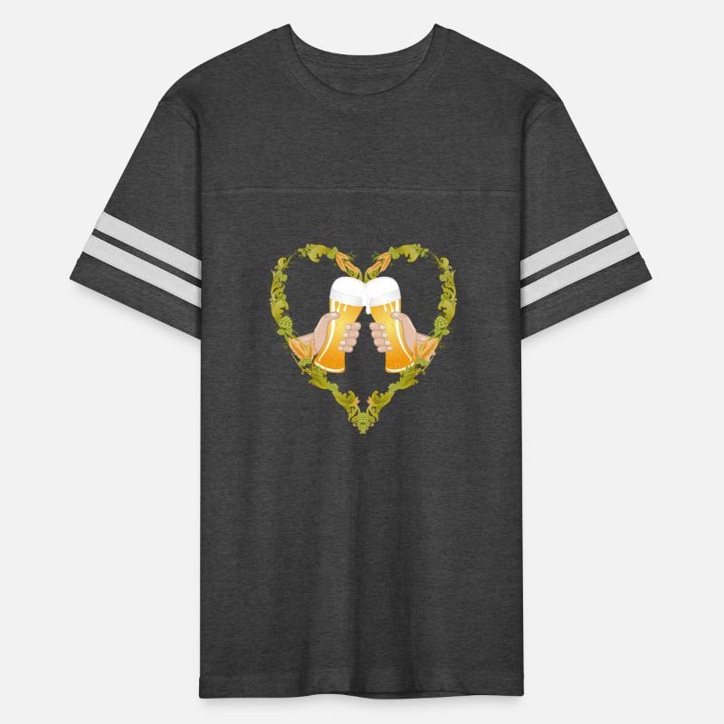 two filled beer glasses in a hop heart frame