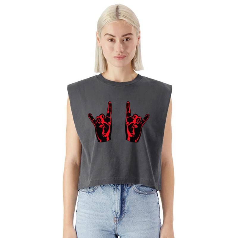 Two heavy metal hard rock horn finger hand gesture