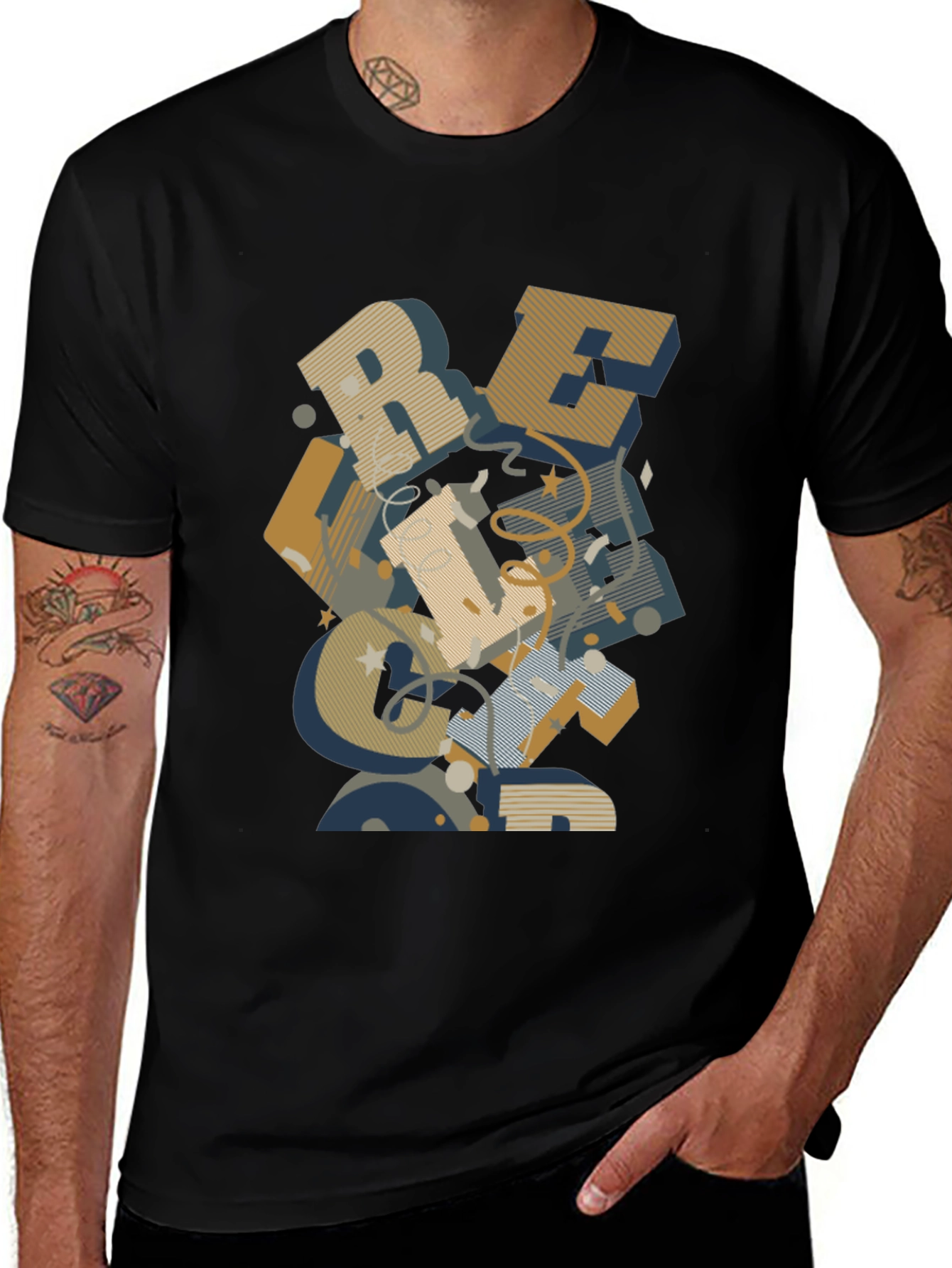 Abstract Lettering Black Graphic Tee
