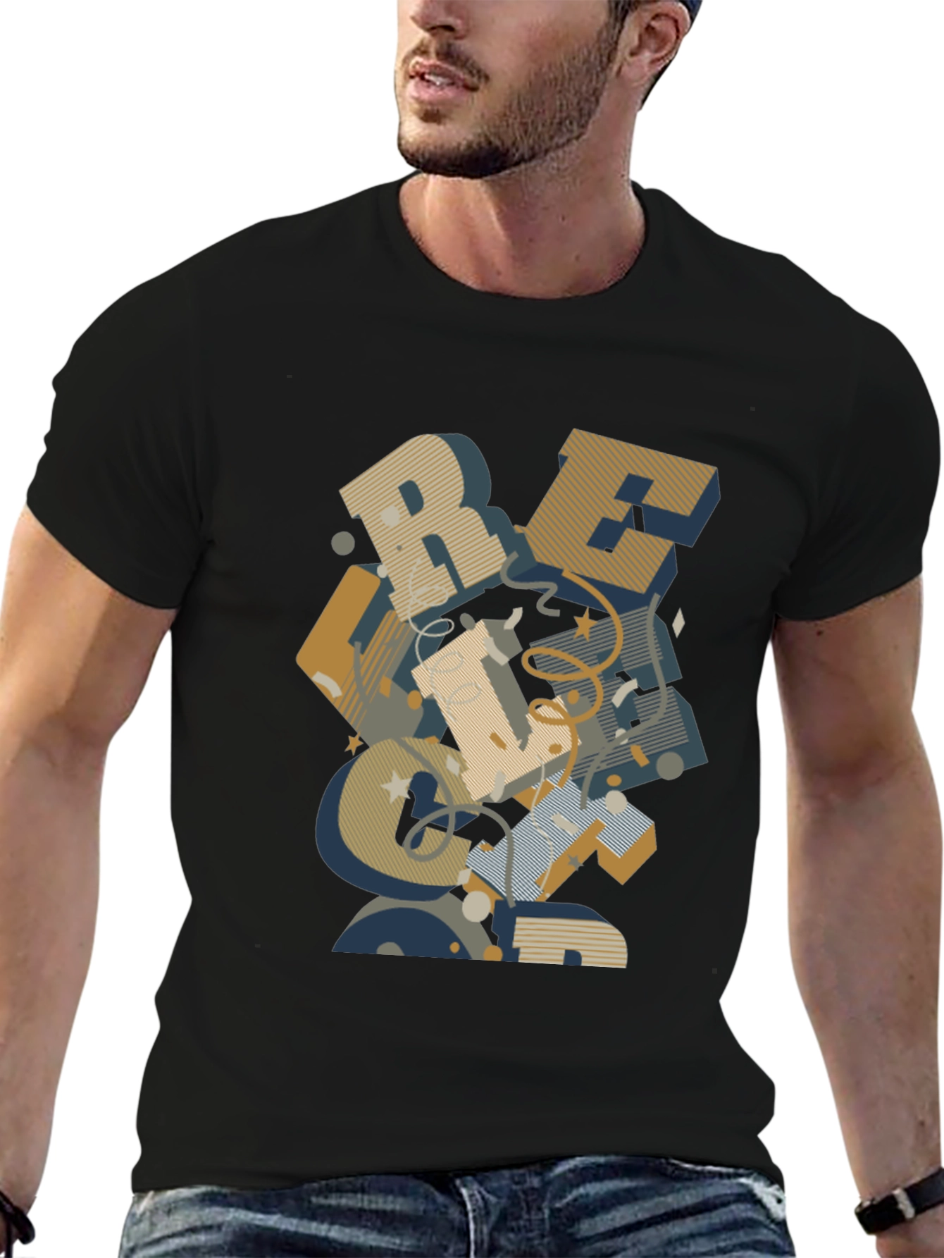 Abstract Lettering Black Graphic Tee