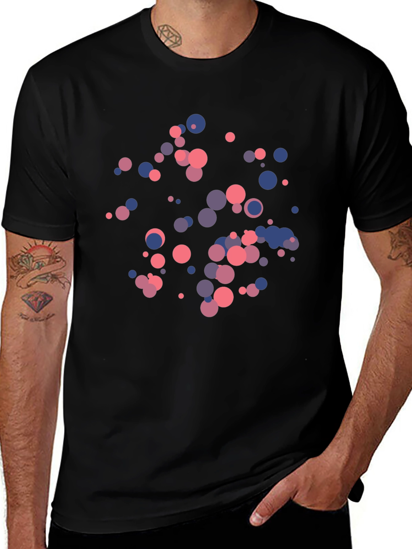 Abstract Dots Graphic Black T-Shirt