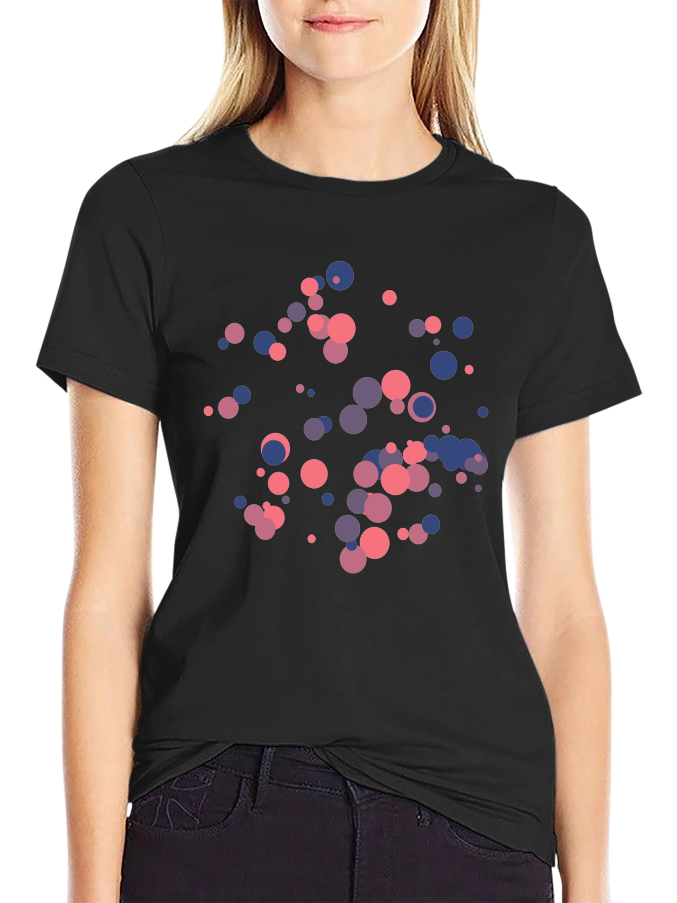 Abstract Dots Graphic Black T-Shirt