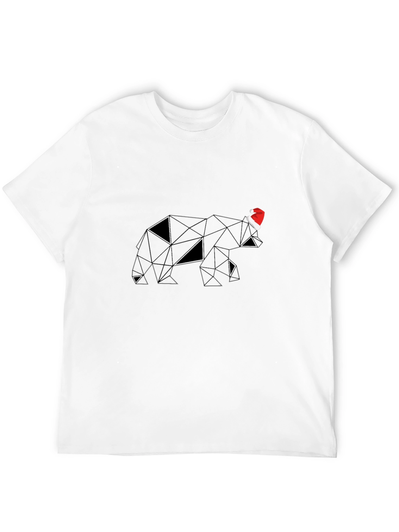 Geometric Bear with Santa Hat T-Shirt