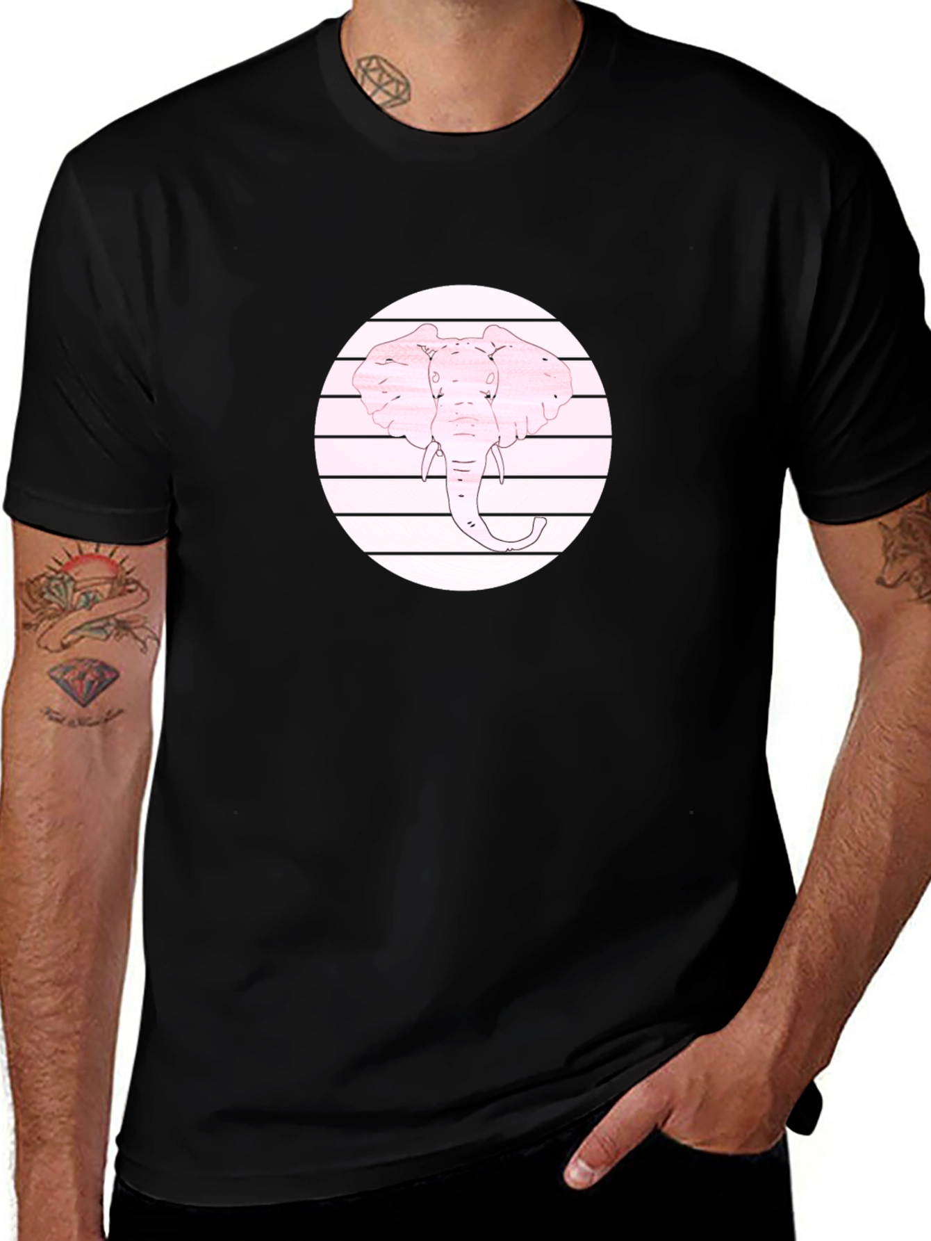 Pink Elephant Graphic Tee - Cool Animal Design