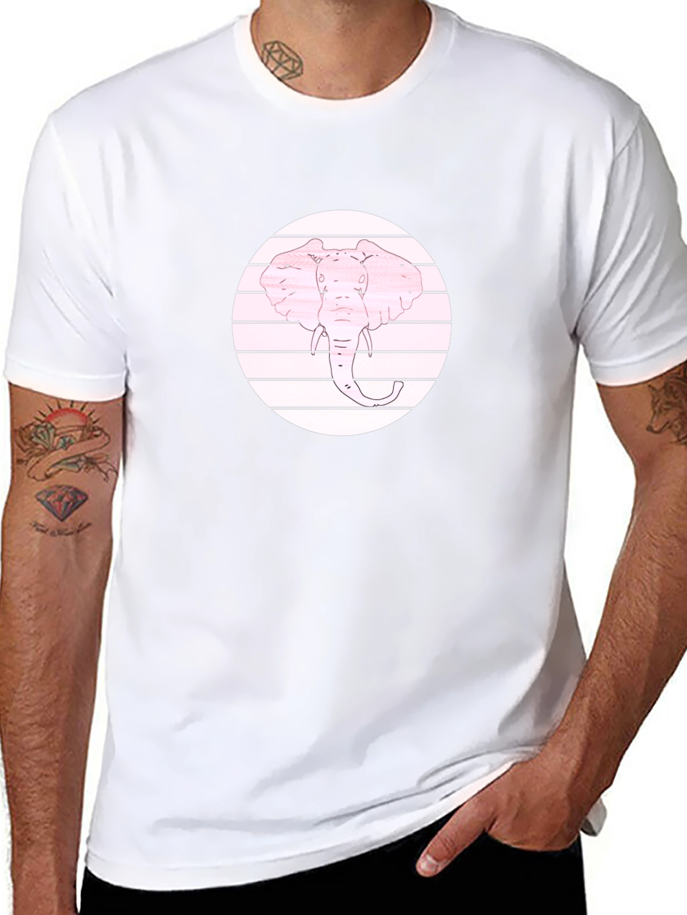 Pink Elephant Graphic Tee - Cool Animal Design