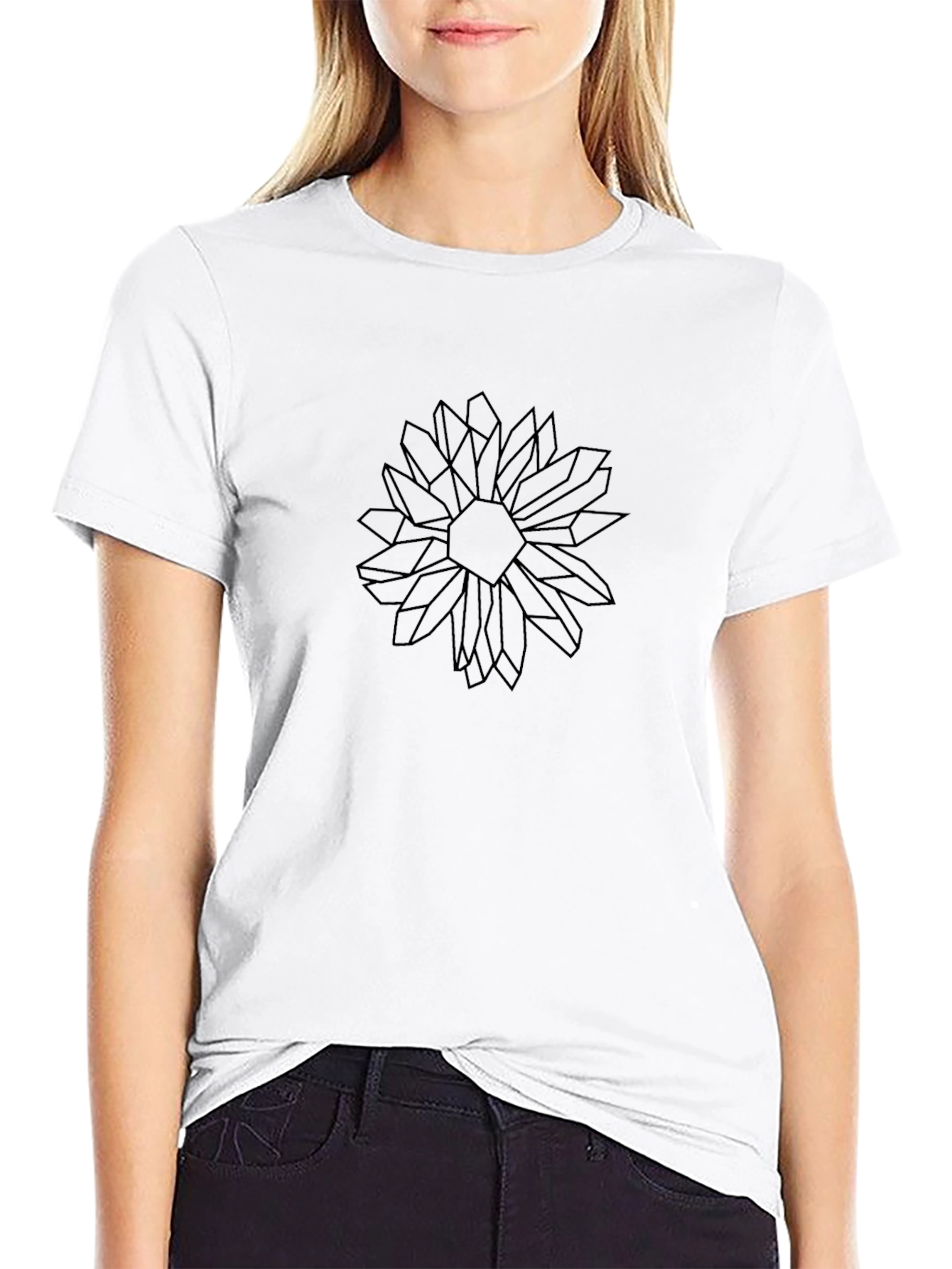 Geometric Flower T-Shirt - Modern Minimalist Design