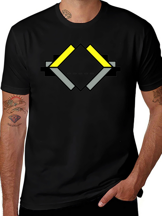 Geometric Diamond Graphic Print Black T-Shirt