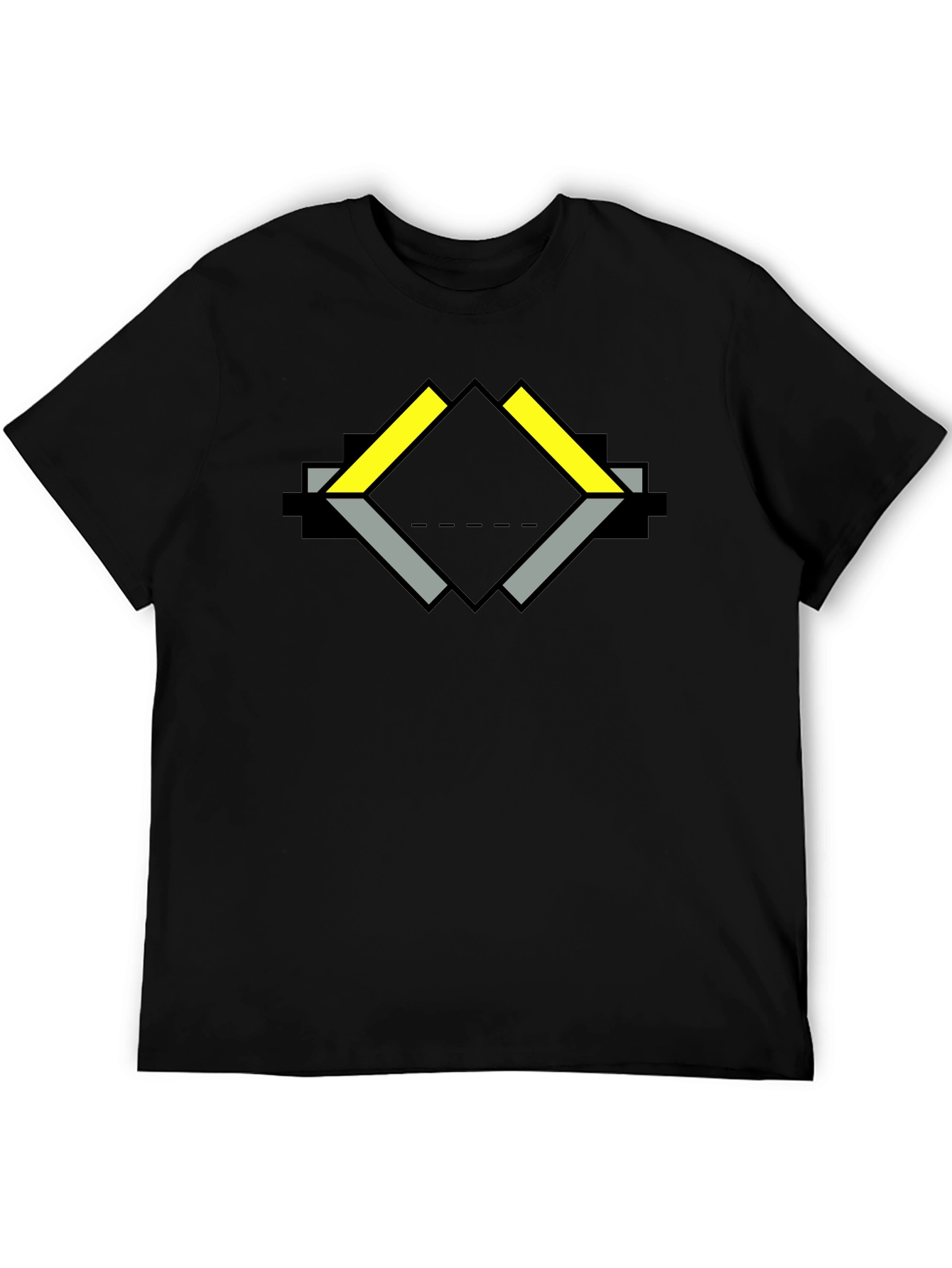 Geometric Diamond Graphic Print Black T-Shirt