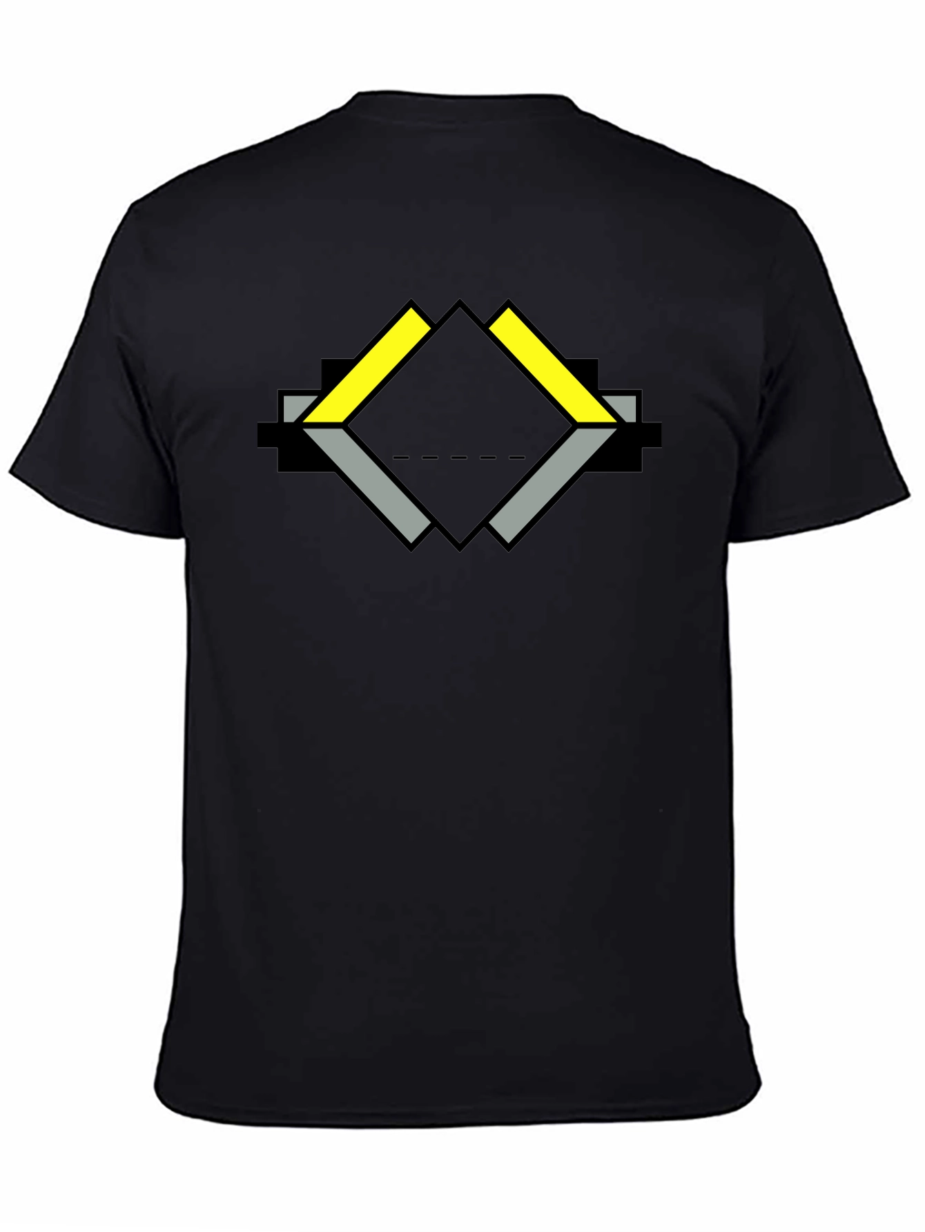 Geometric Diamond Graphic Print Black T-Shirt