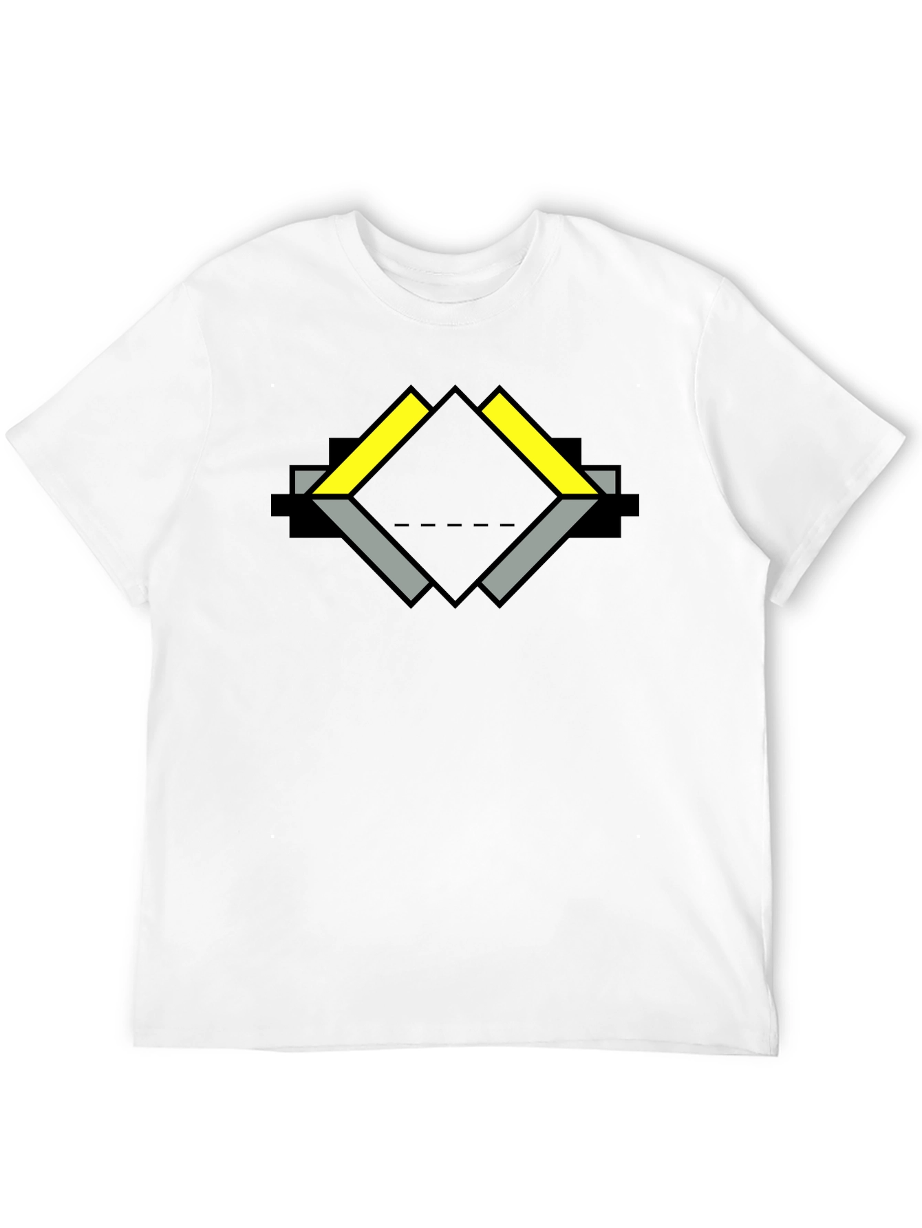 Geometric Diamond Graphic Print Black T-Shirt