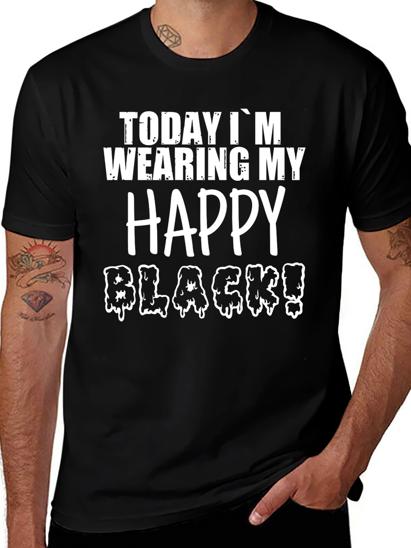 Funny Happy Black Graphic T-Shirt