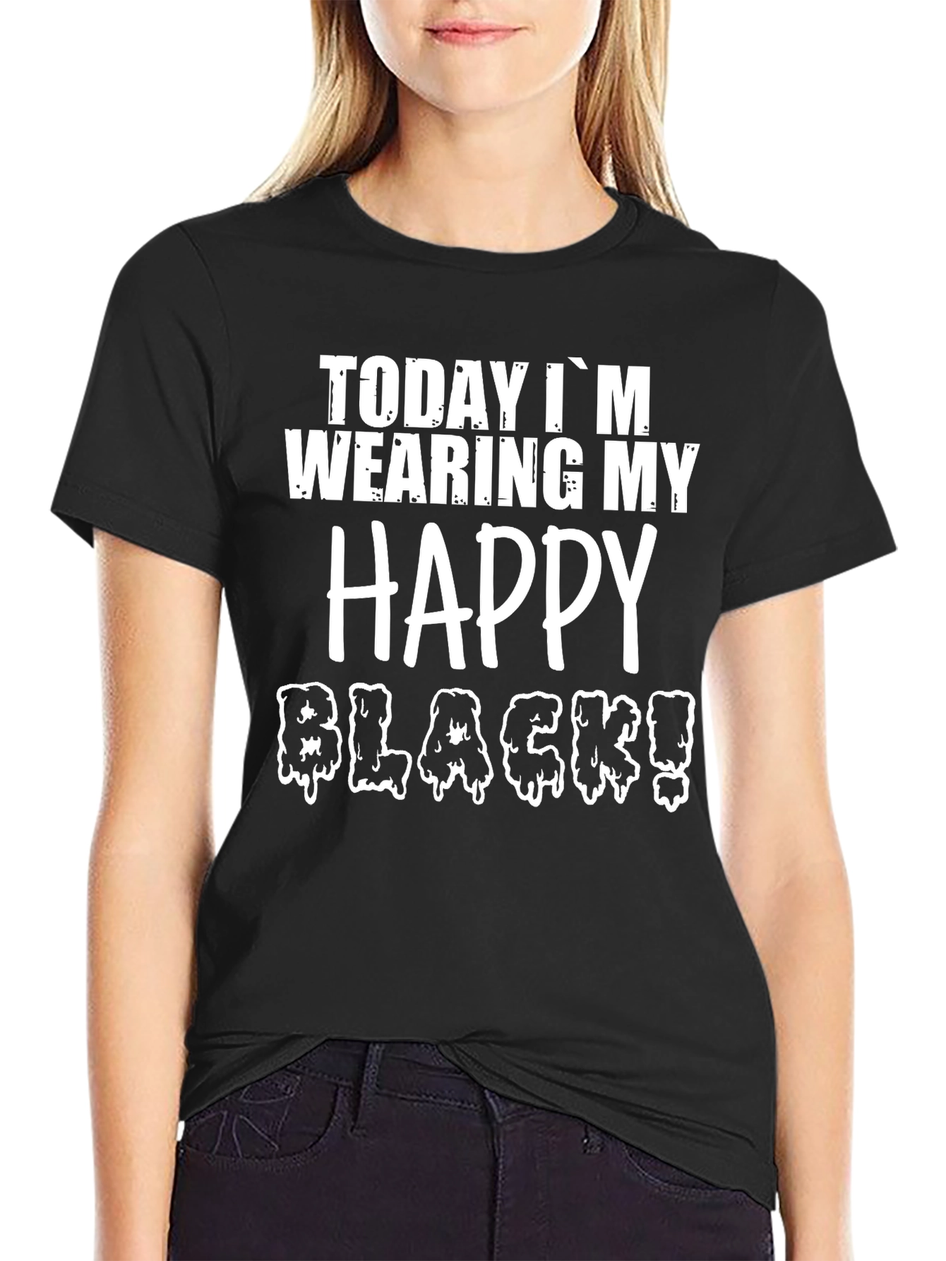 Funny Happy Black Graphic T-Shirt