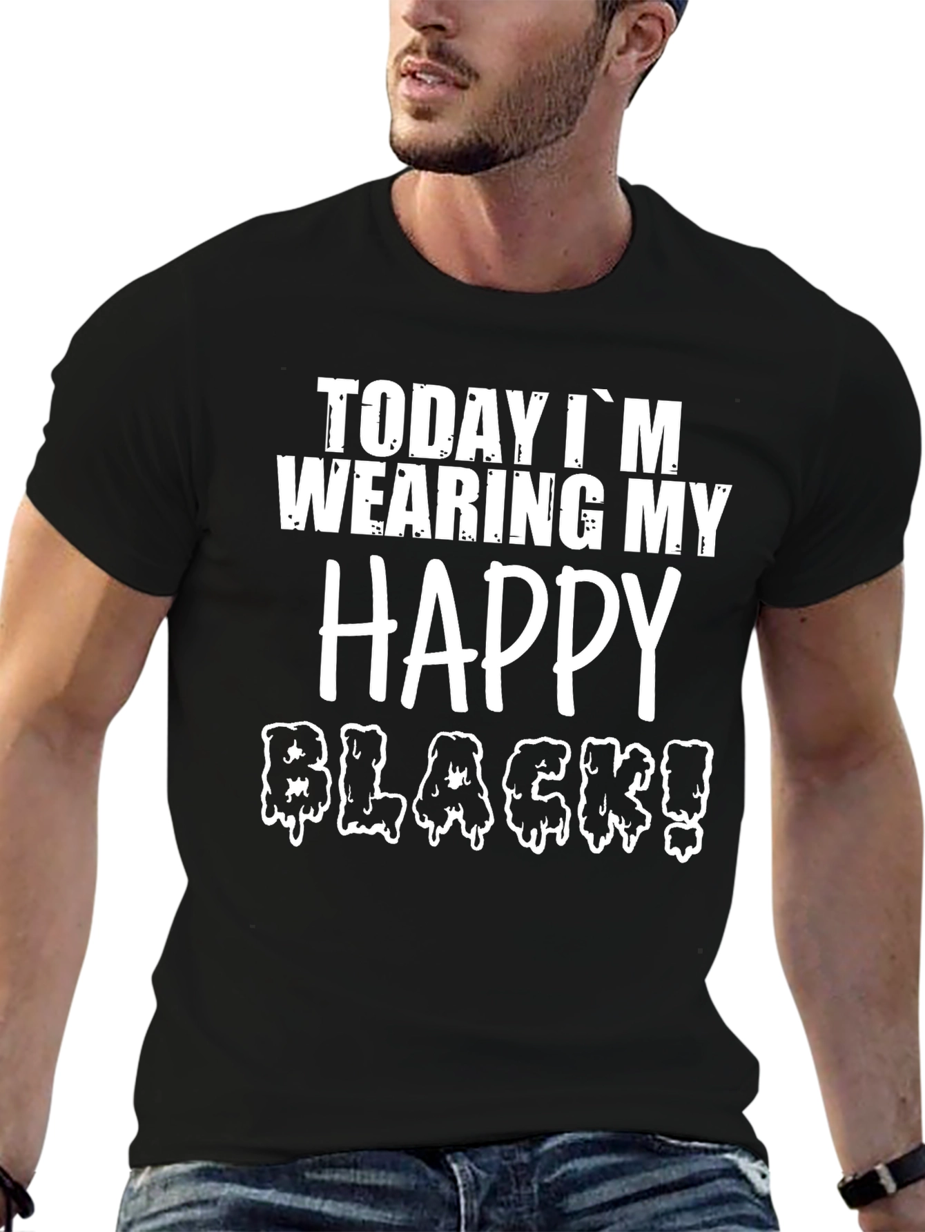 Funny Happy Black Graphic T-Shirt
