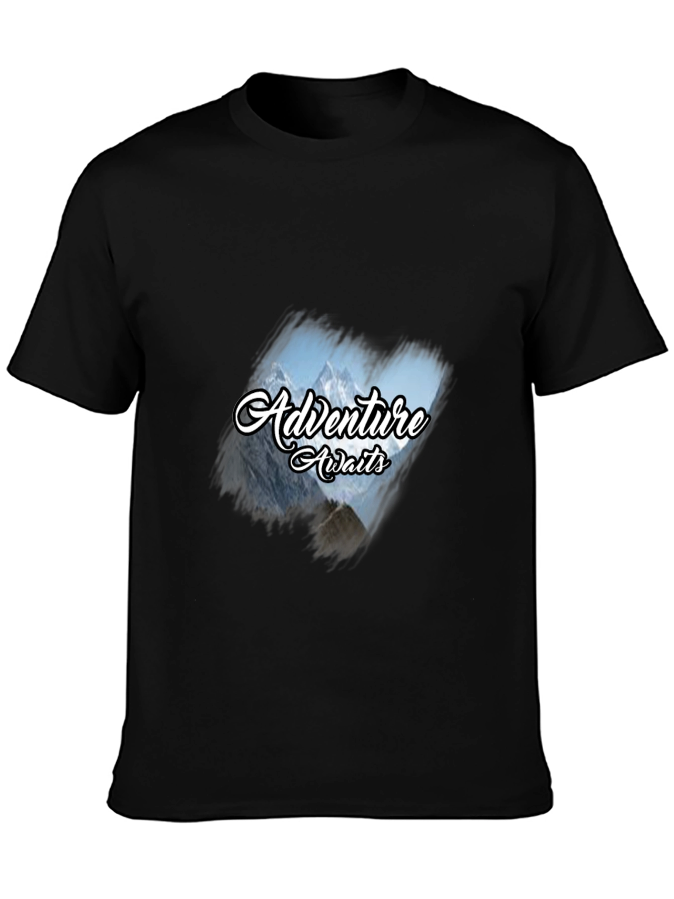 Adventure Awaits Graphic Tee - Black Cotton T-Shirt