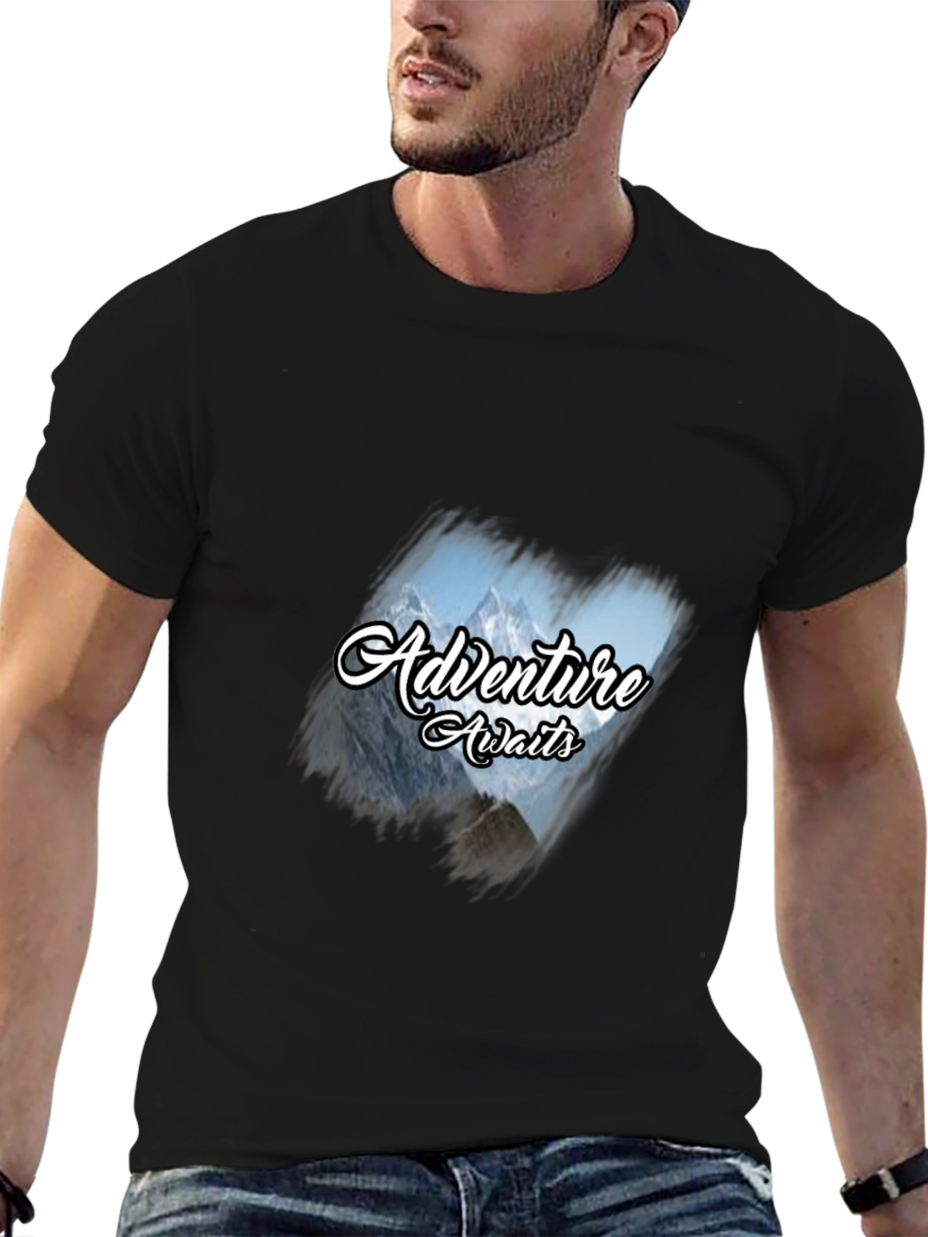 Adventure Awaits Graphic Tee - Black Cotton T-Shirt