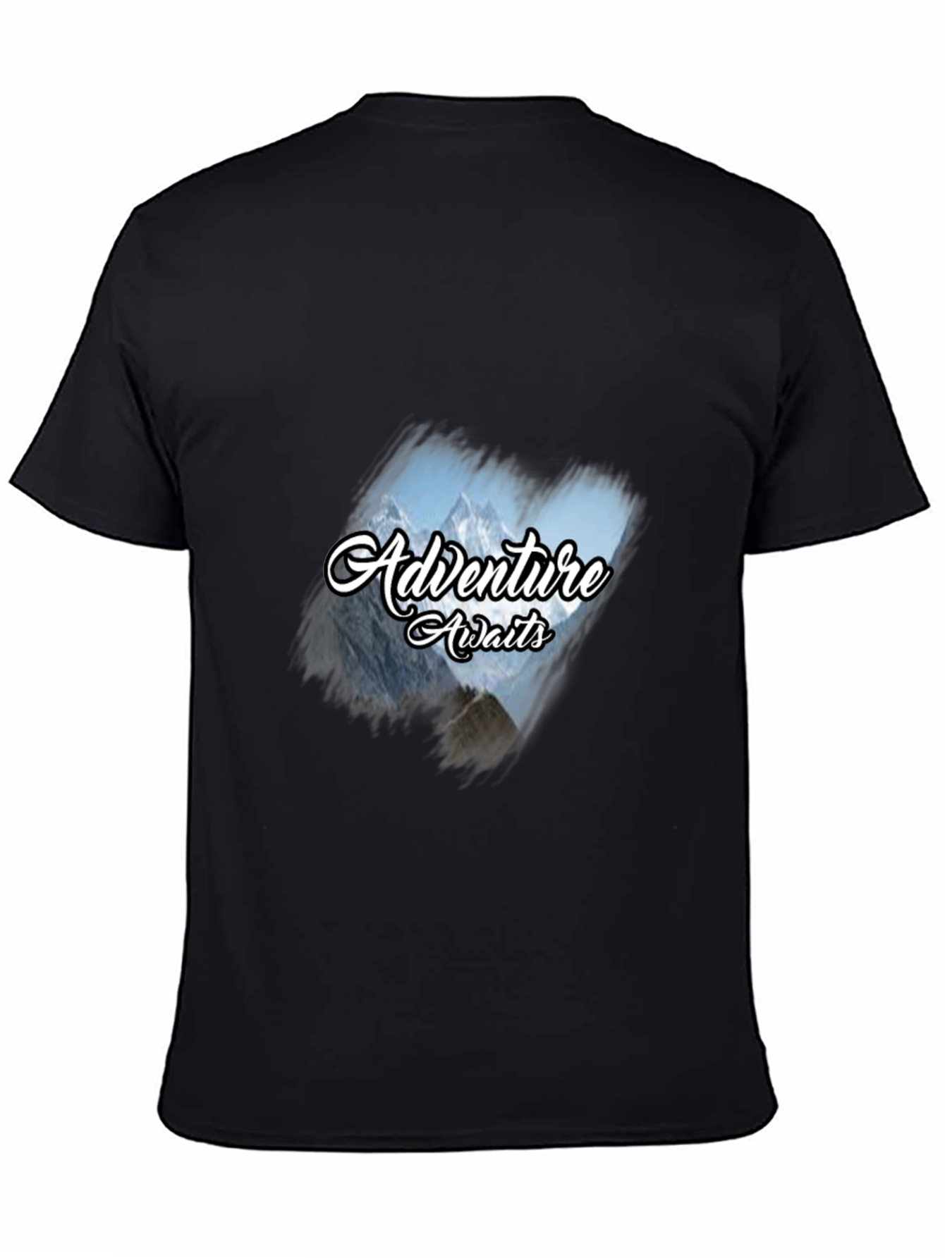 Adventure Awaits Graphic Tee - Black Cotton T-Shirt