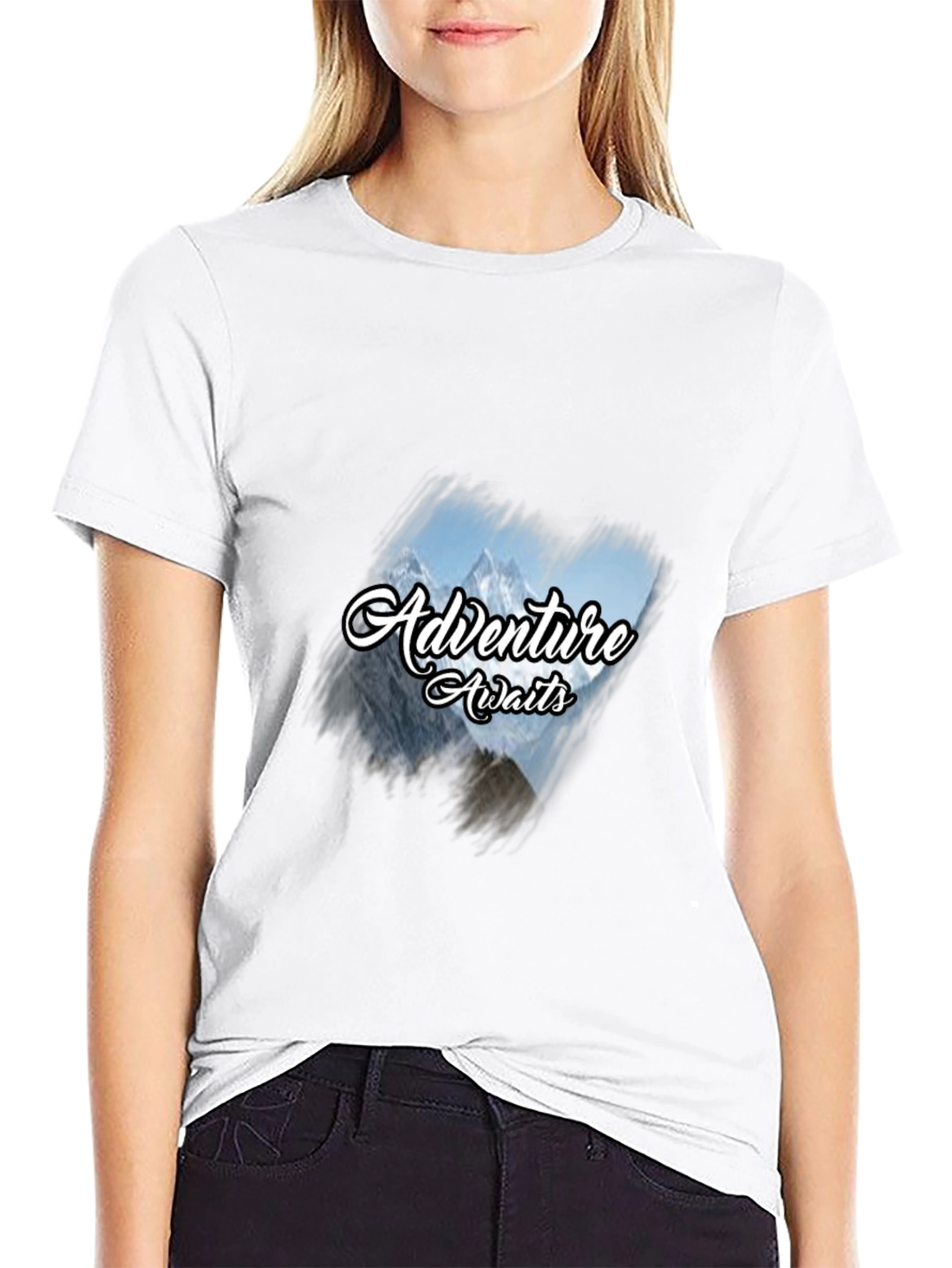 Adventure Awaits Graphic Tee - Black Cotton T-Shirt