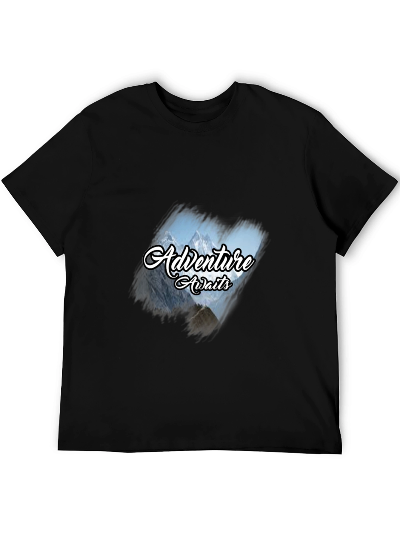 Adventure Awaits Graphic Tee - Black Cotton T-Shirt